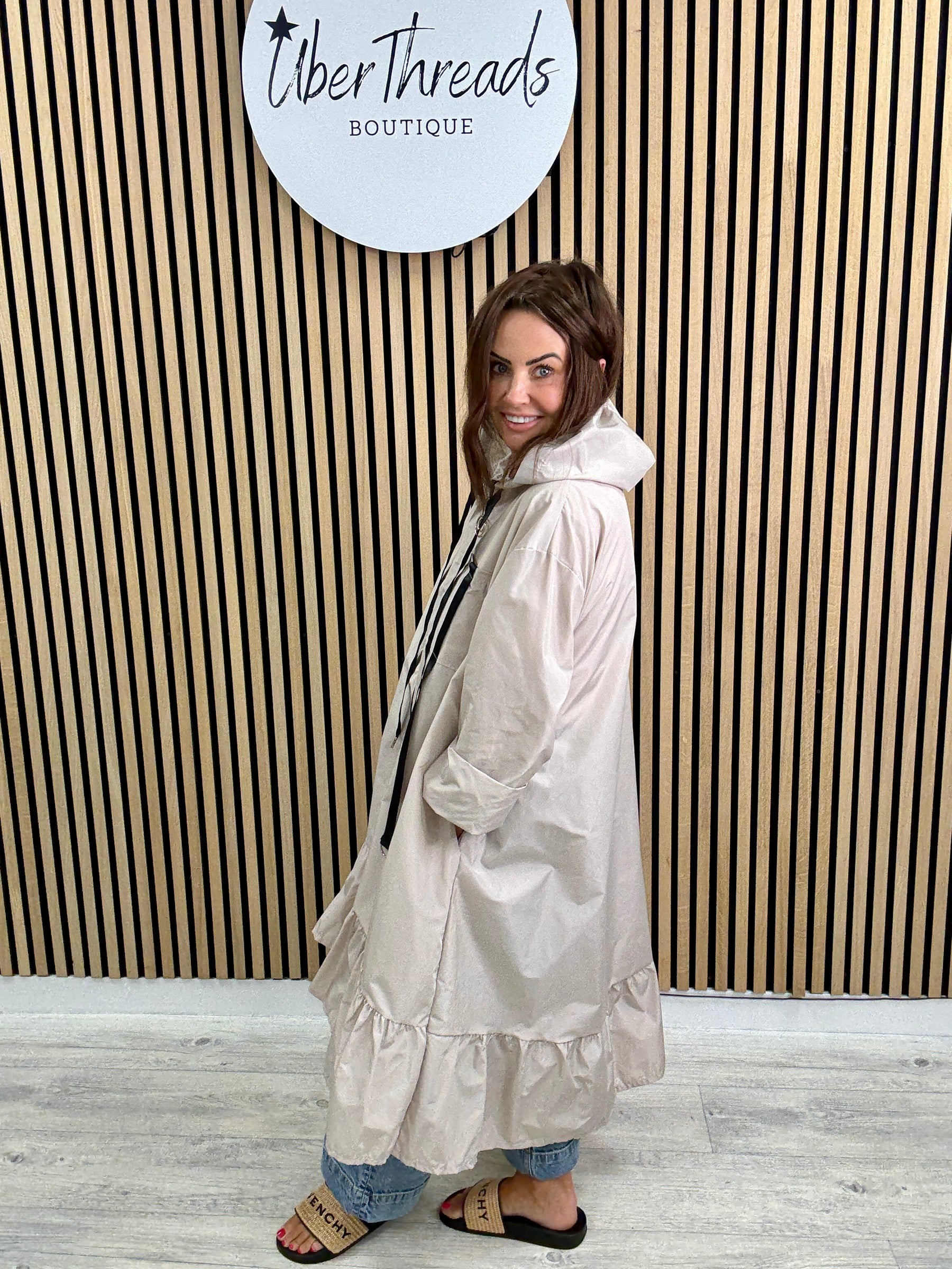 The High Low Frill Rainmac - Cream