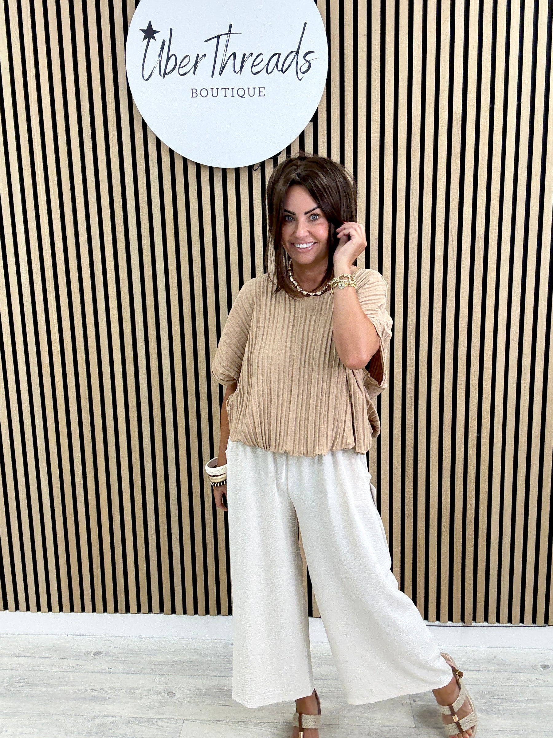 The Cropped Wide Leg Trousers - Buttercream