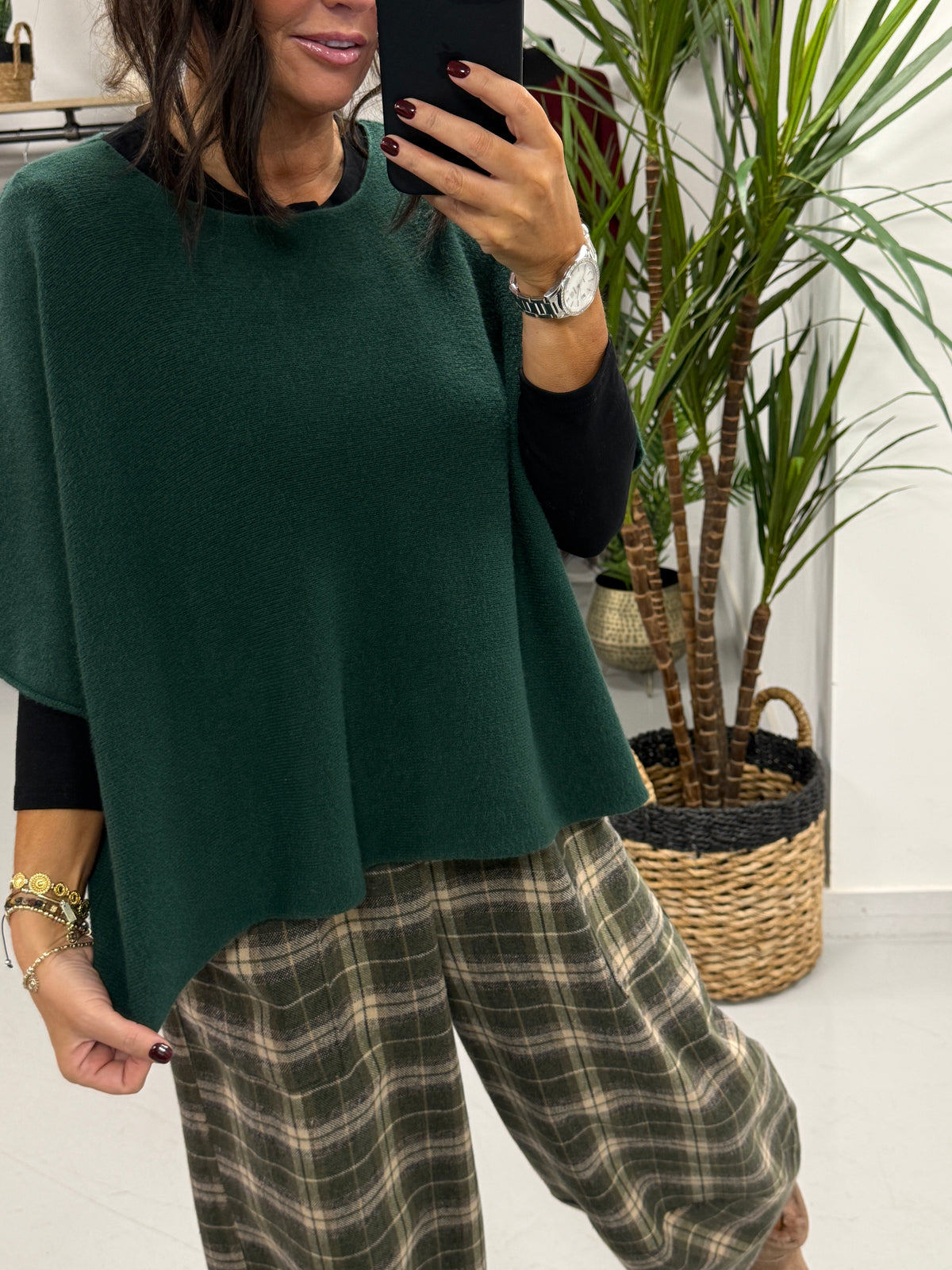 Gracie Crop Sleeve Knit - Forest Green