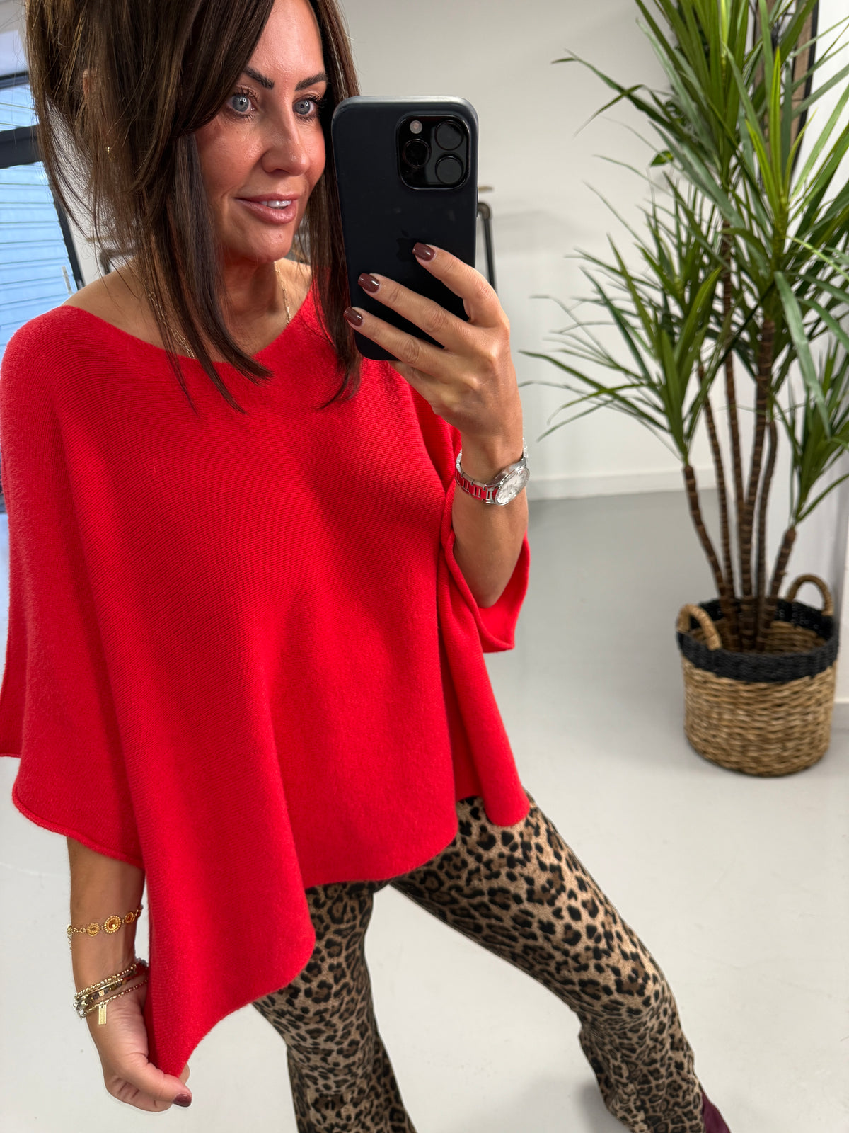 Gracie Crop Sleeve Knit - Red