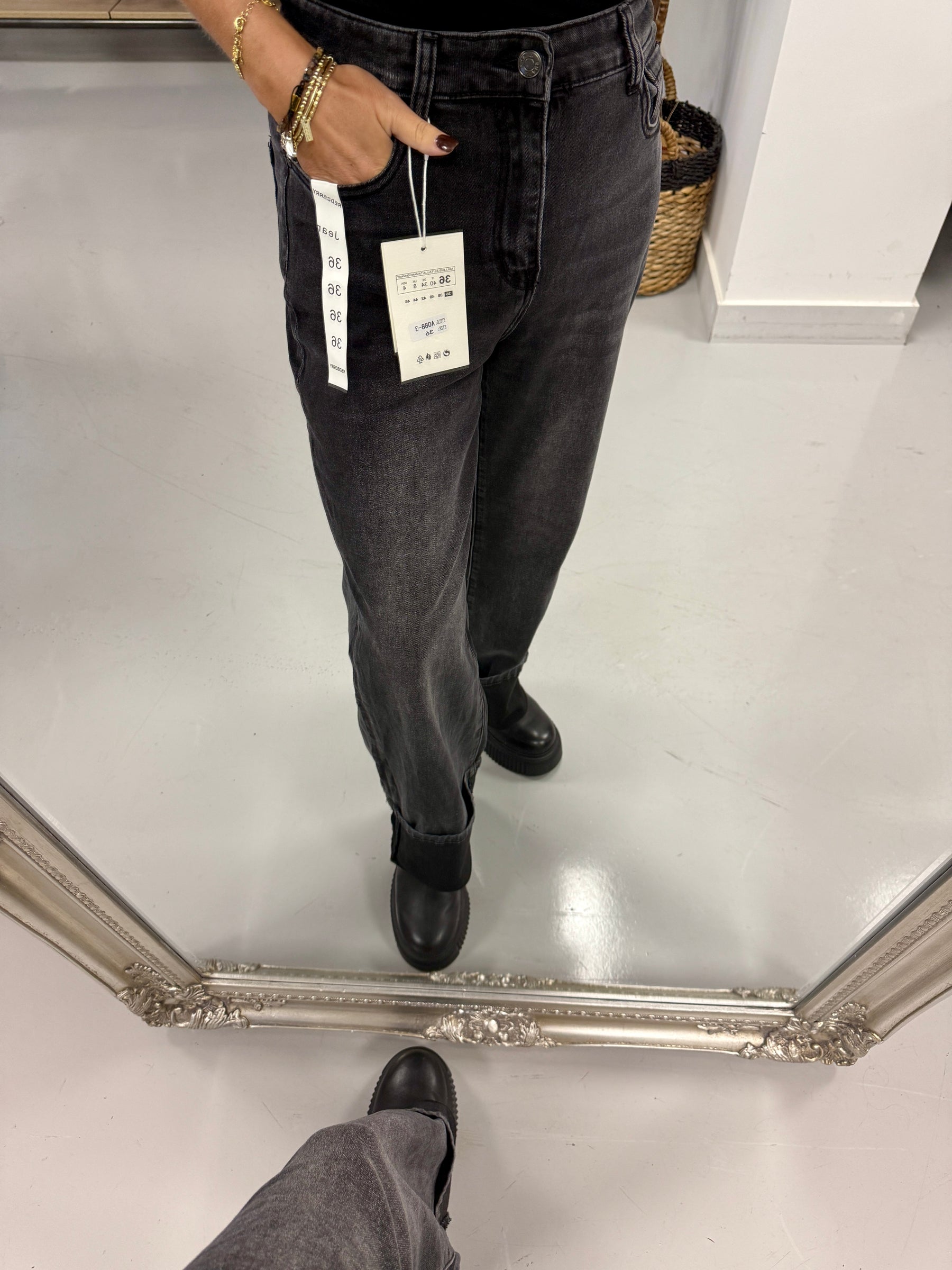Redberry Turn up Jeans - Dark Grey