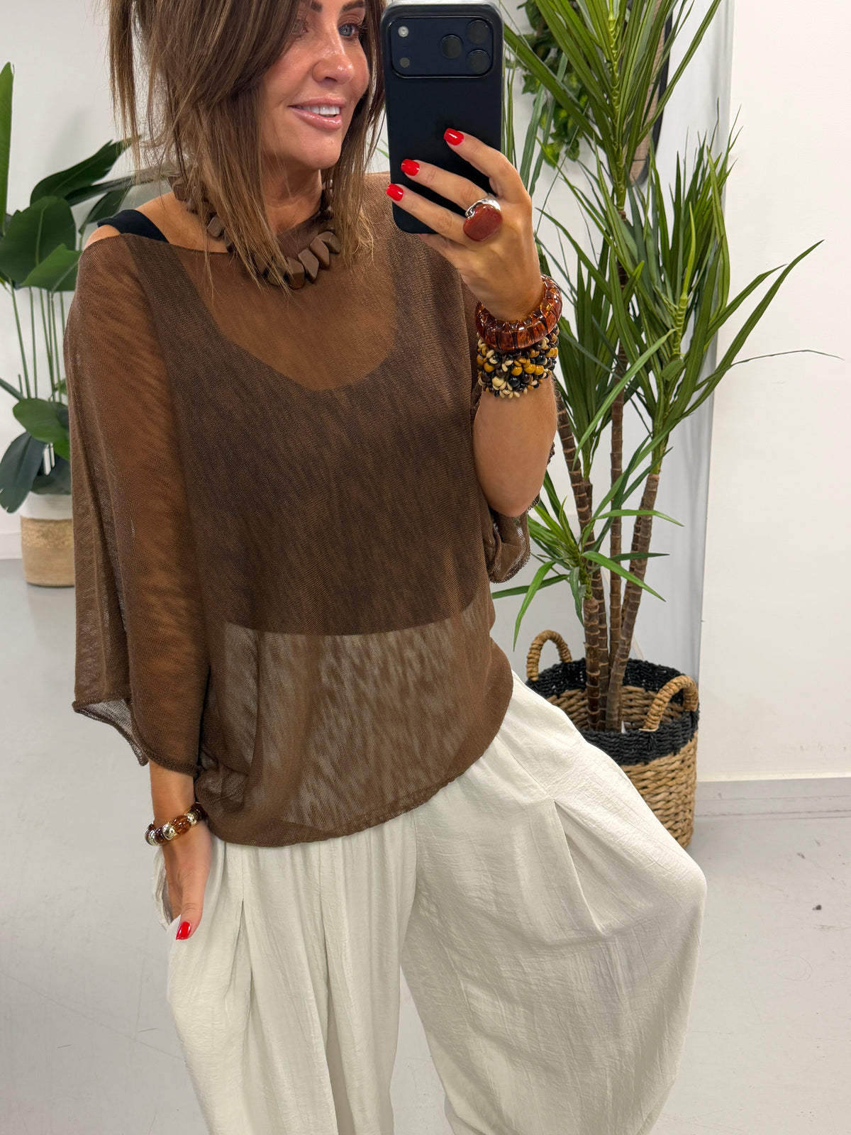 The Rae Summer Lightweight Layering Knit - Chocolate