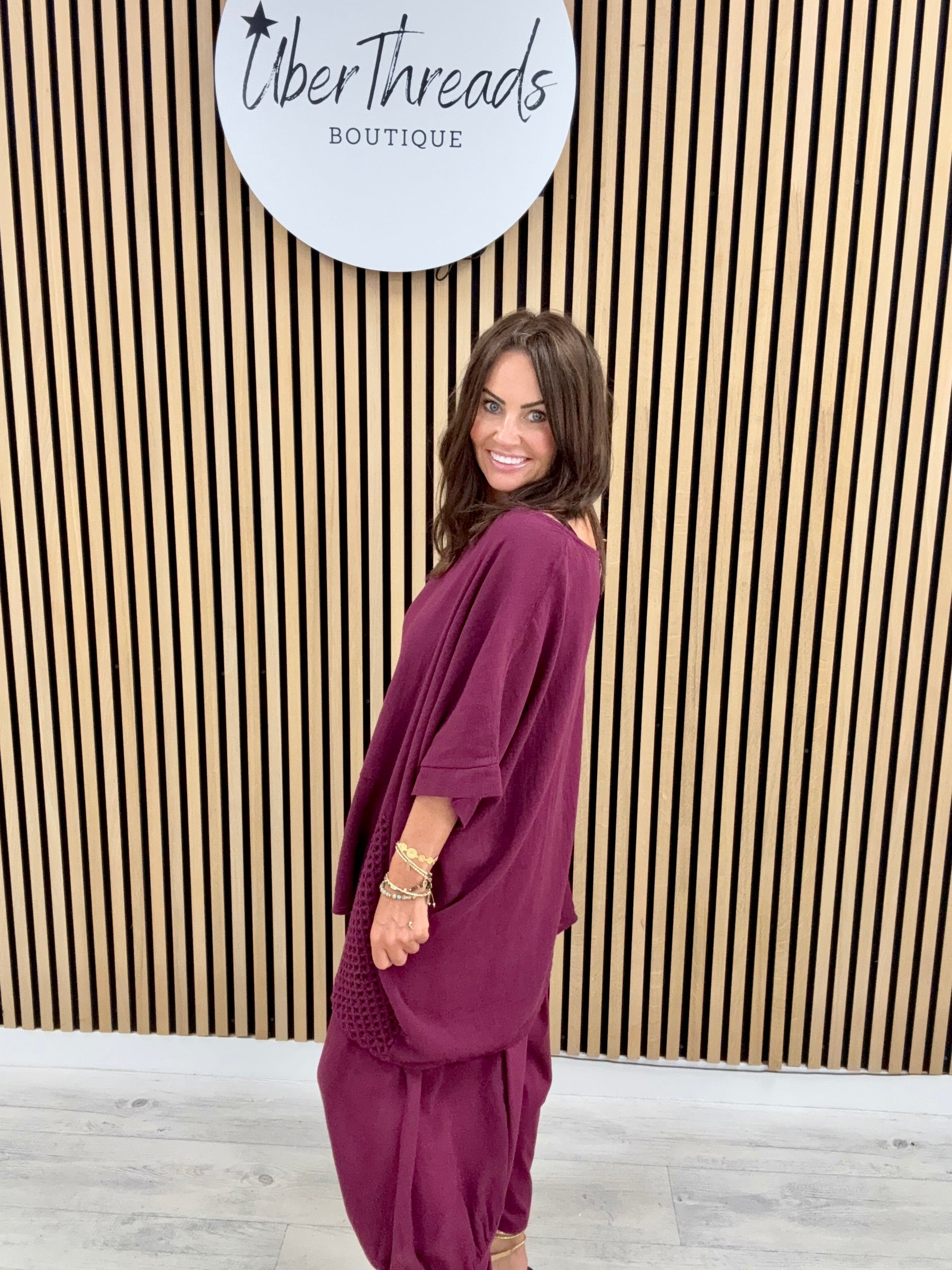 Sahara Crochet Pocket Tunic - Mulberry