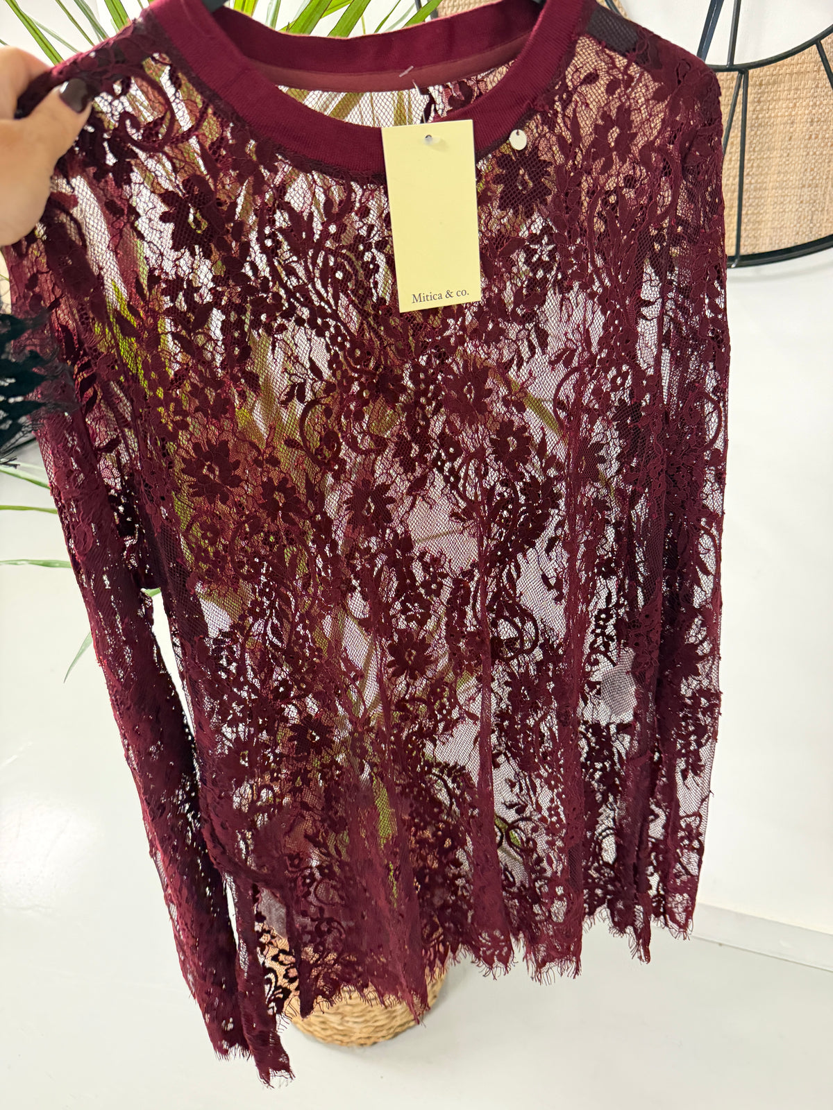 The Lexi Lace Mesh - Wine (Size 10-16)