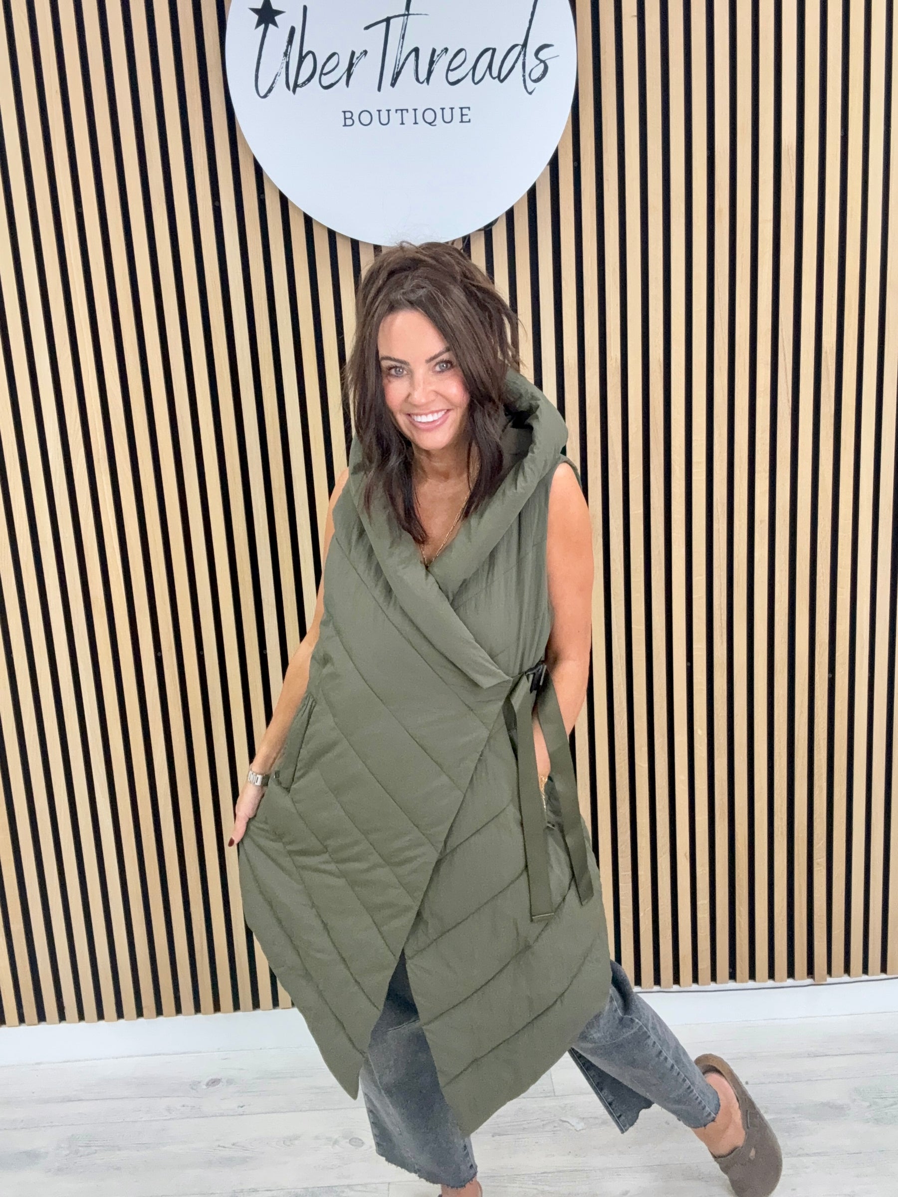 Fly Asymmetrical Hooded Giilet - Khaki