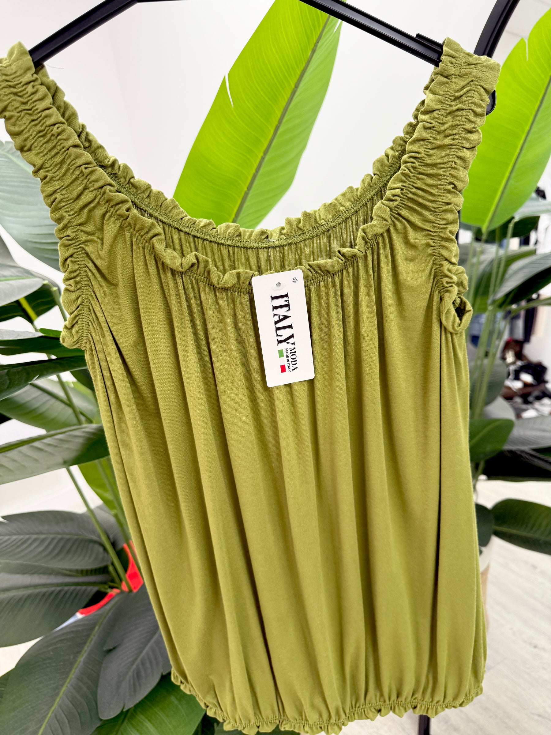 Ruched Bubble Vest - Olive