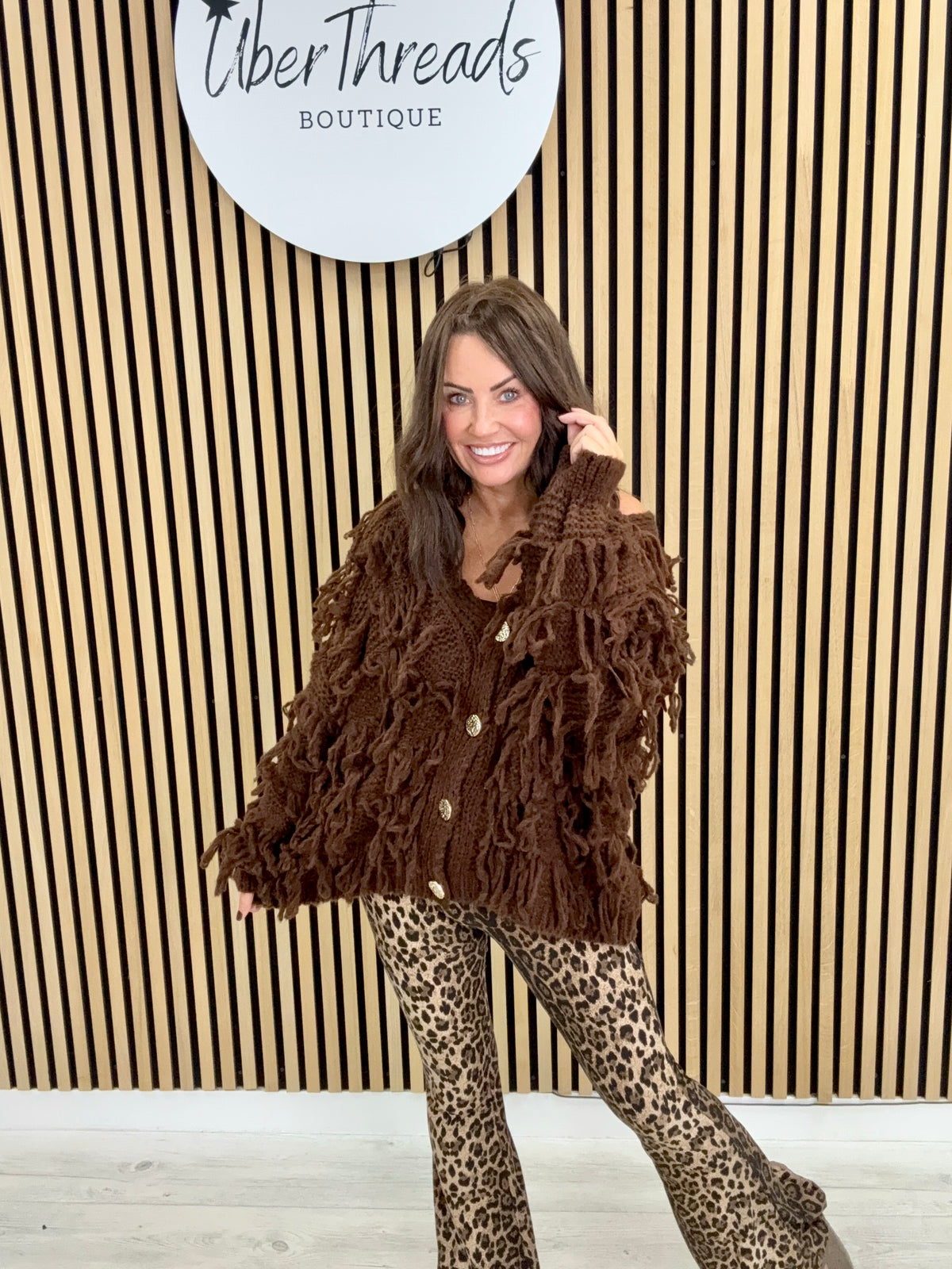 The Shaggy Cardigan - Chocolate