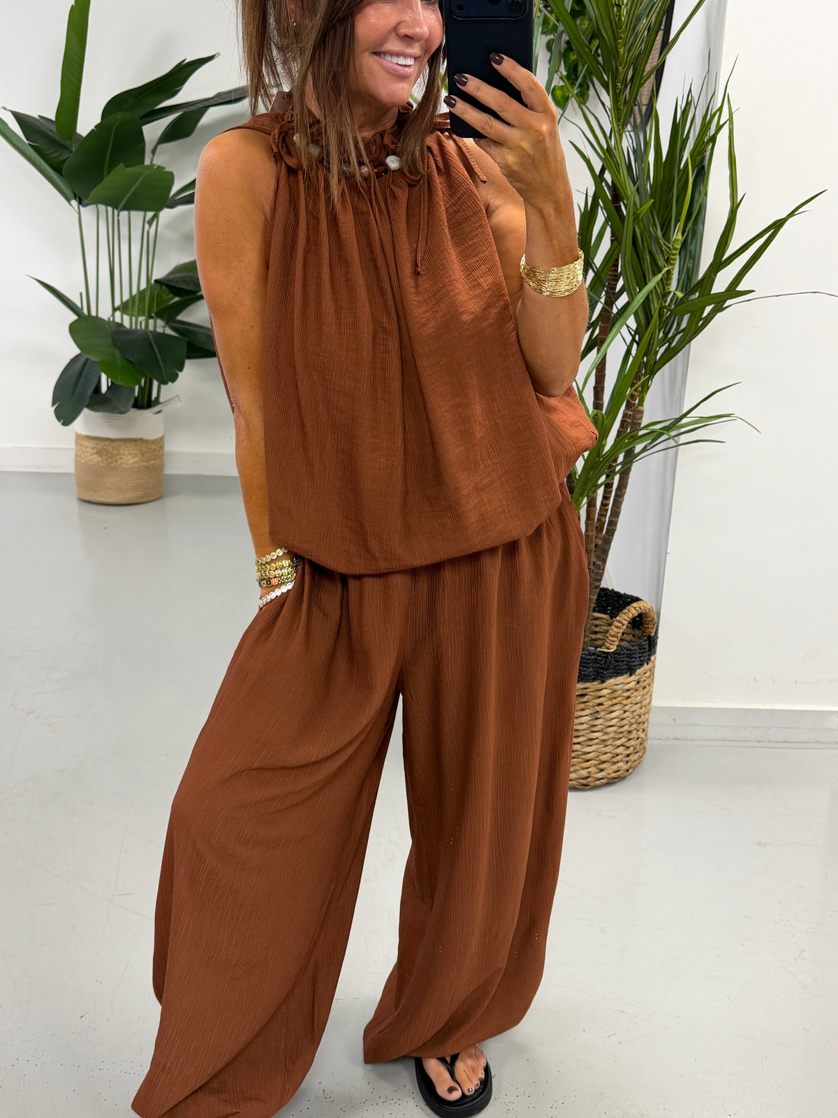Crinkle Pebble Co Ord - Rust
