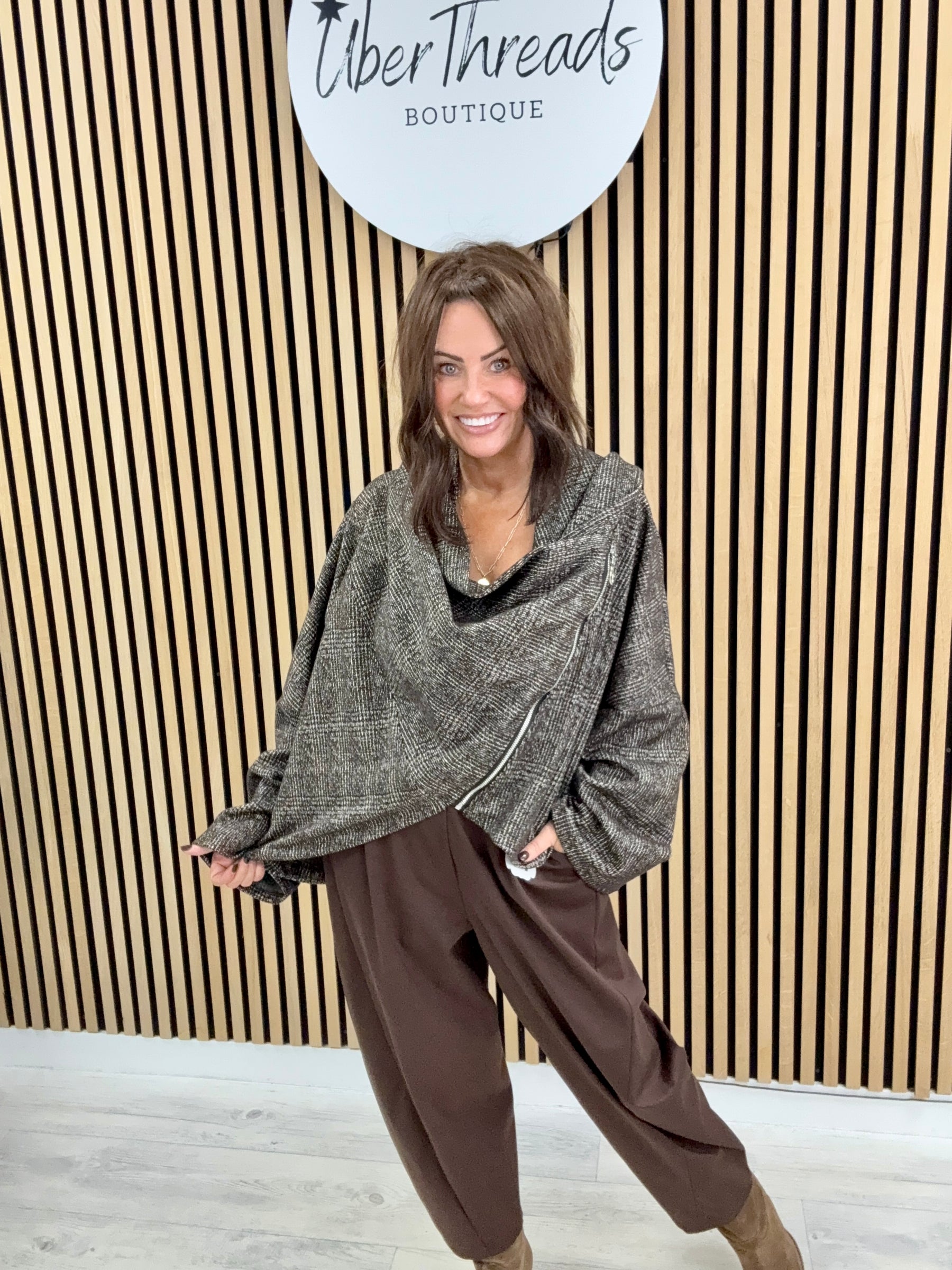 The Harris Asymmetric Zipped Jacket - Chocolate