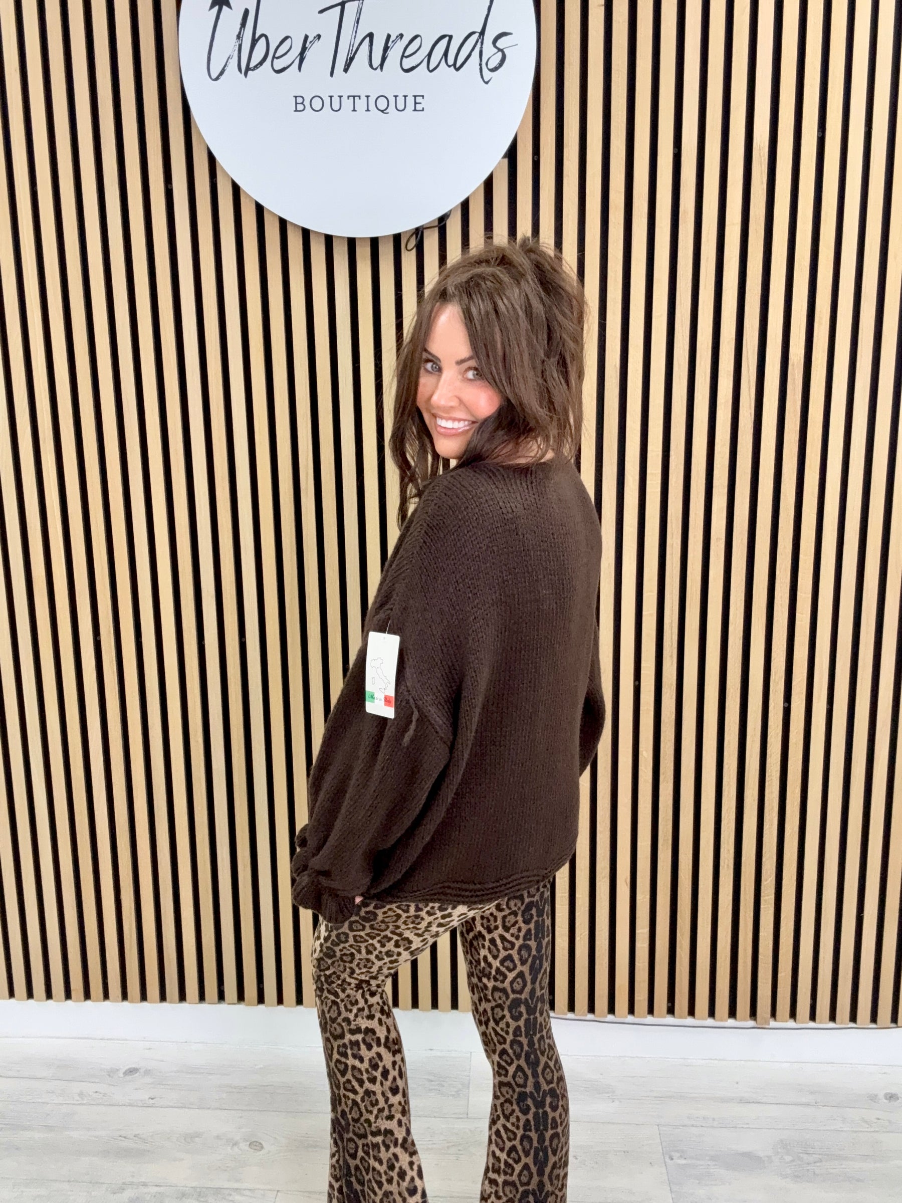 The Portia V Neck Cardigan - Chocolate