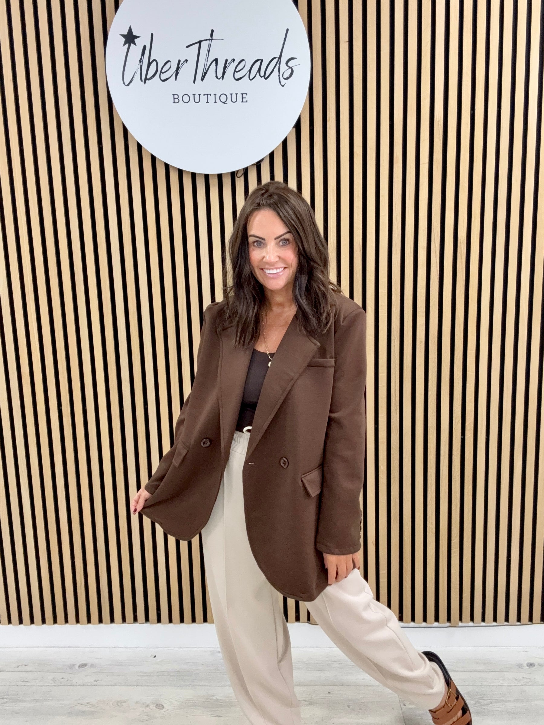 Molly Scuba Blazer - Chocolate