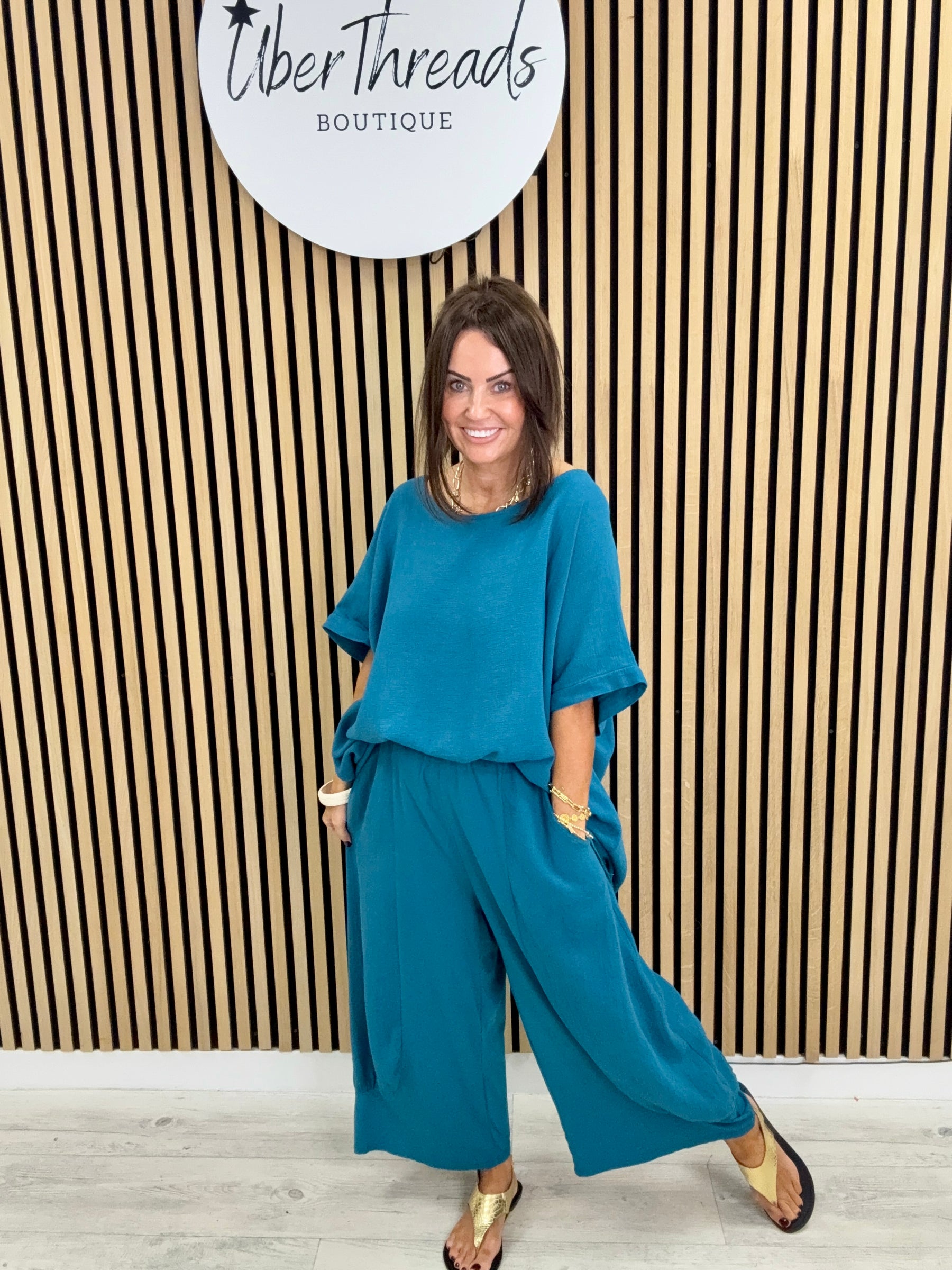 Sahara Split Button Back - Teal