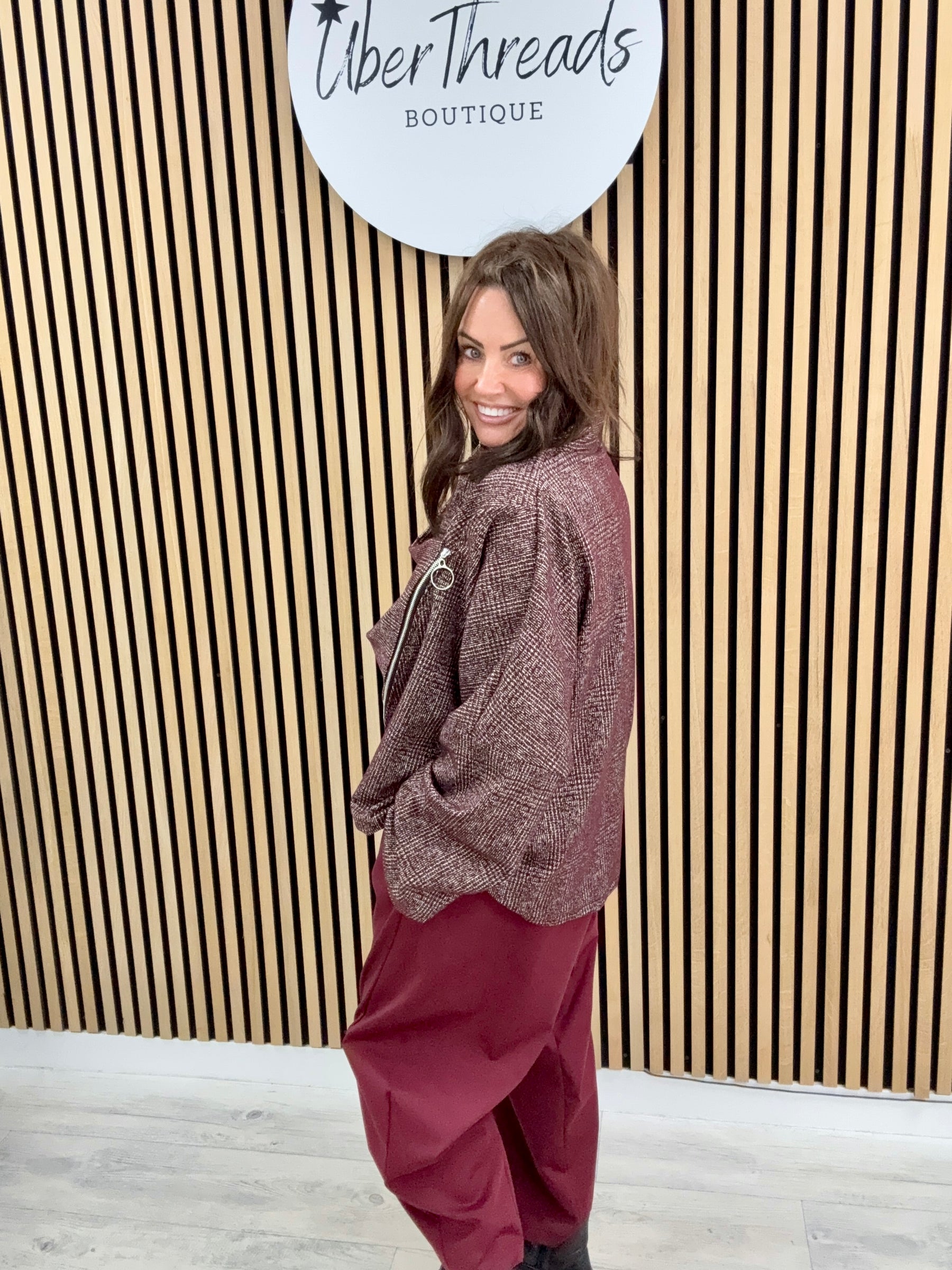 The Harris Asymmetric Zipped Jacket - Mulberry