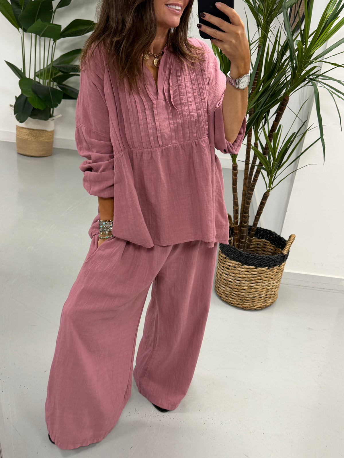 The Alessia Rustic Tunic - Raspberry
