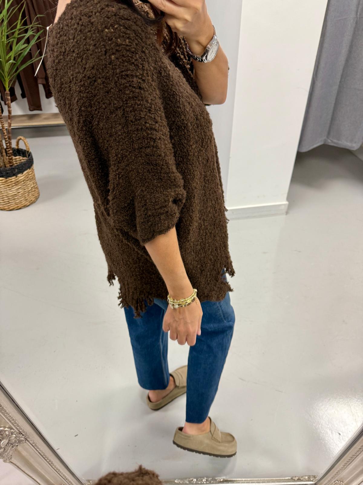 The Edgey Popcorn knit - Chocolate