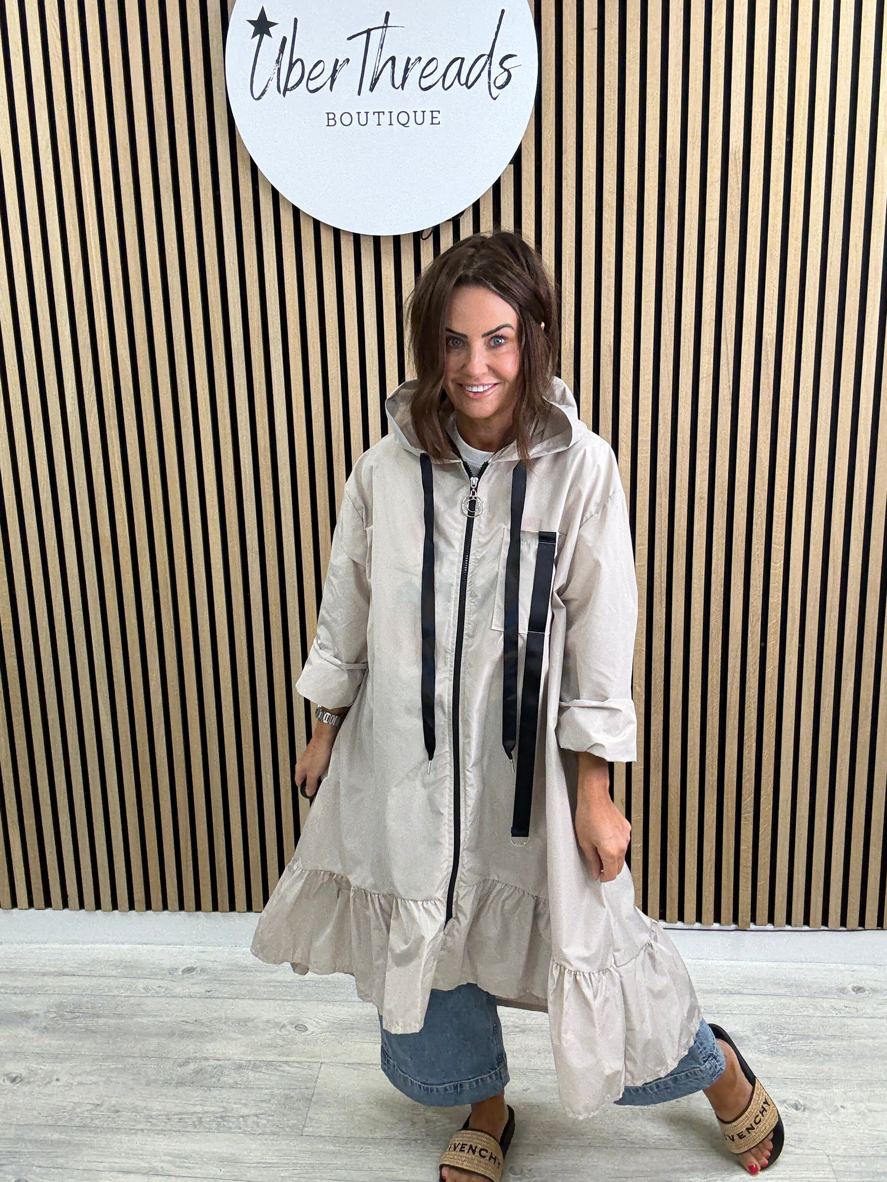 The High Low Frill Rainmac - Cream