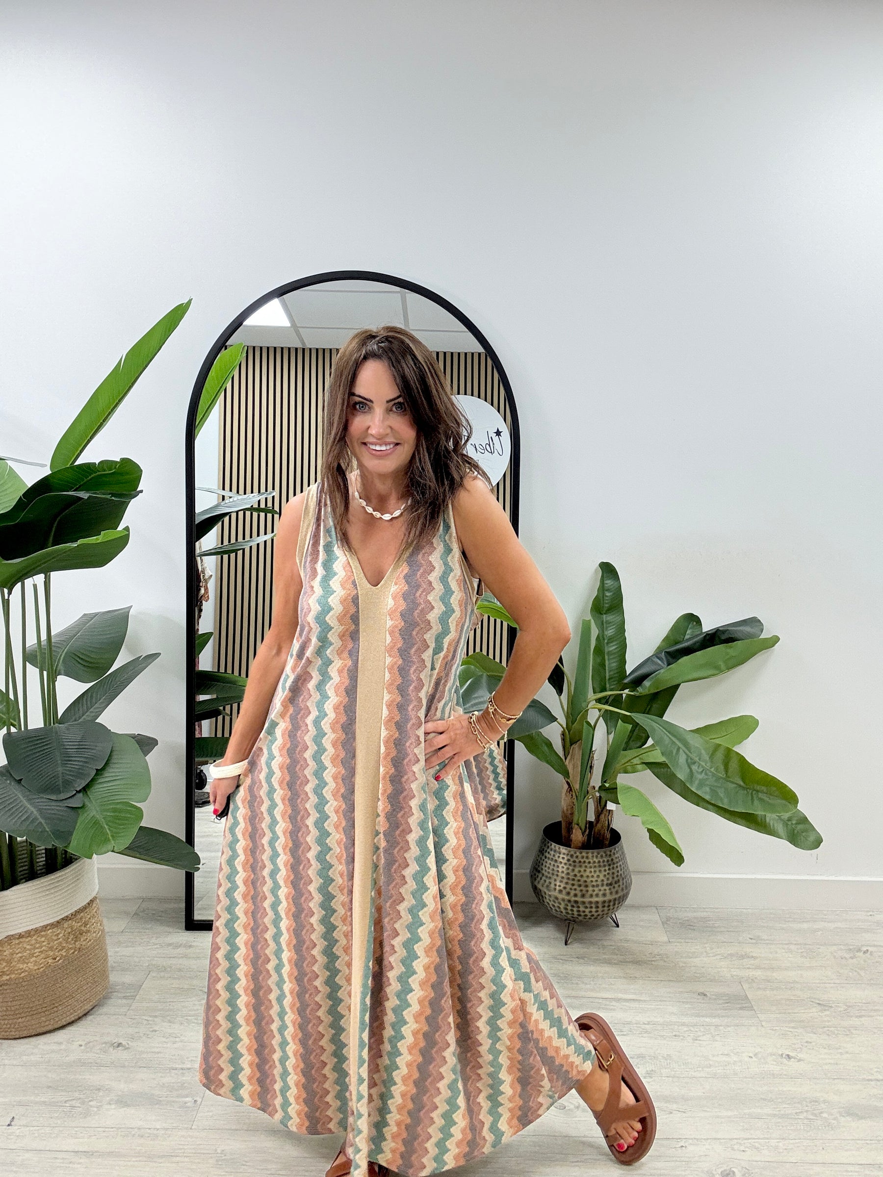 The Luxe Sleeveless Ziggy Maxi - Teal/Gold