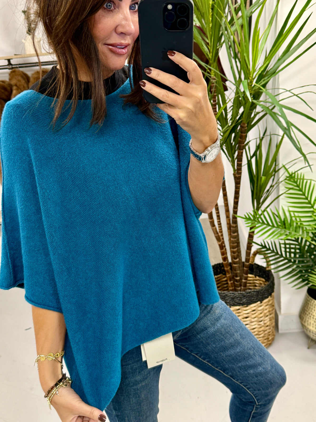 Gracie Crop Sleeve Knit - Teal
