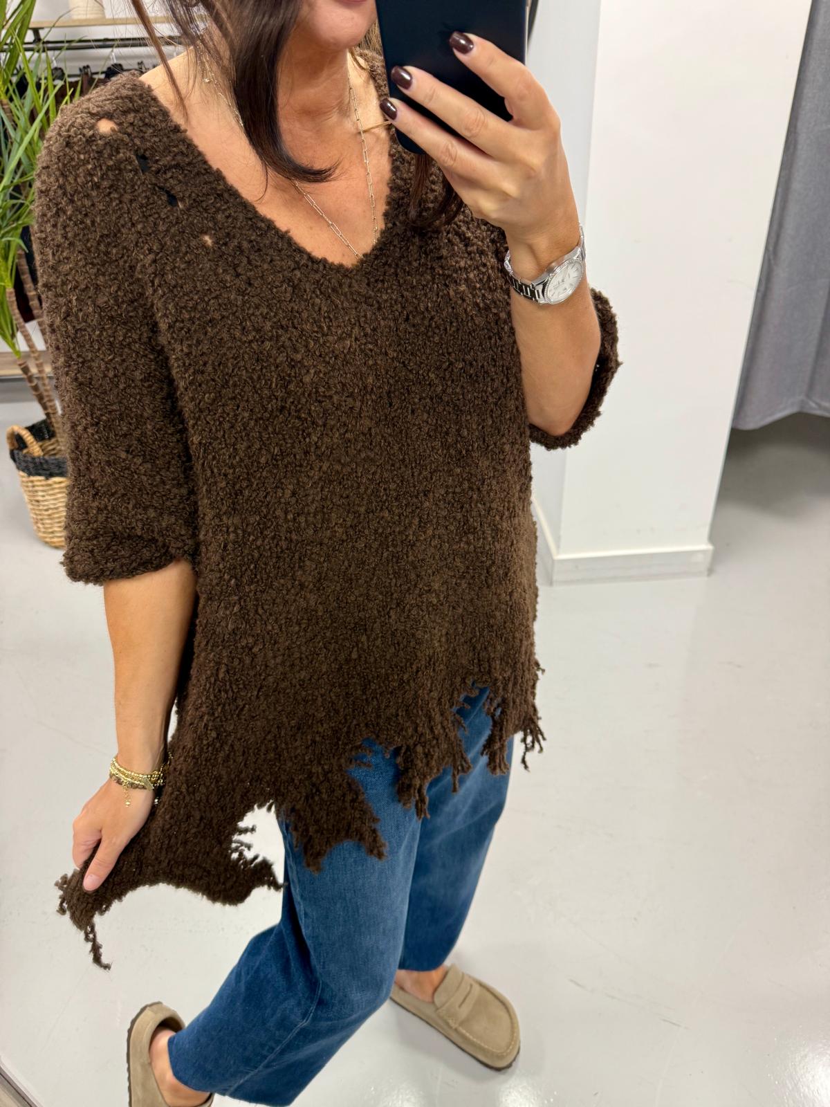 The Edgey Popcorn knit - Chocolate