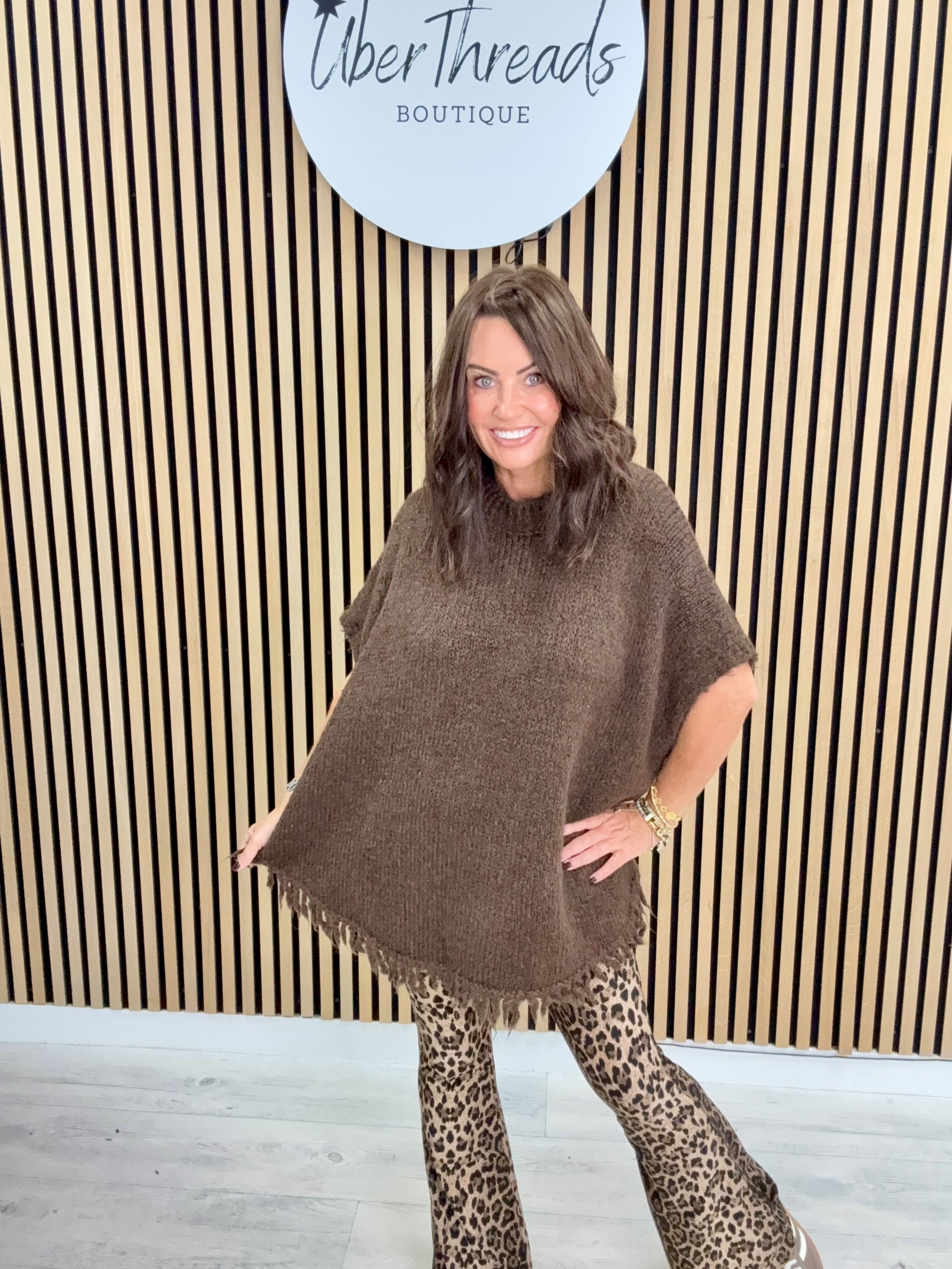 The Sleeveless Fringed Knit - Chocolate