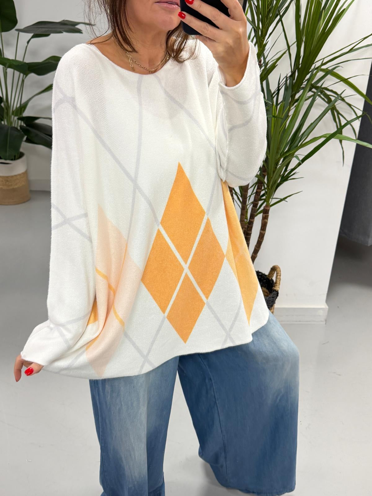 The Argyle Soft Knit - Orange (Special Buy - No Blue Light)