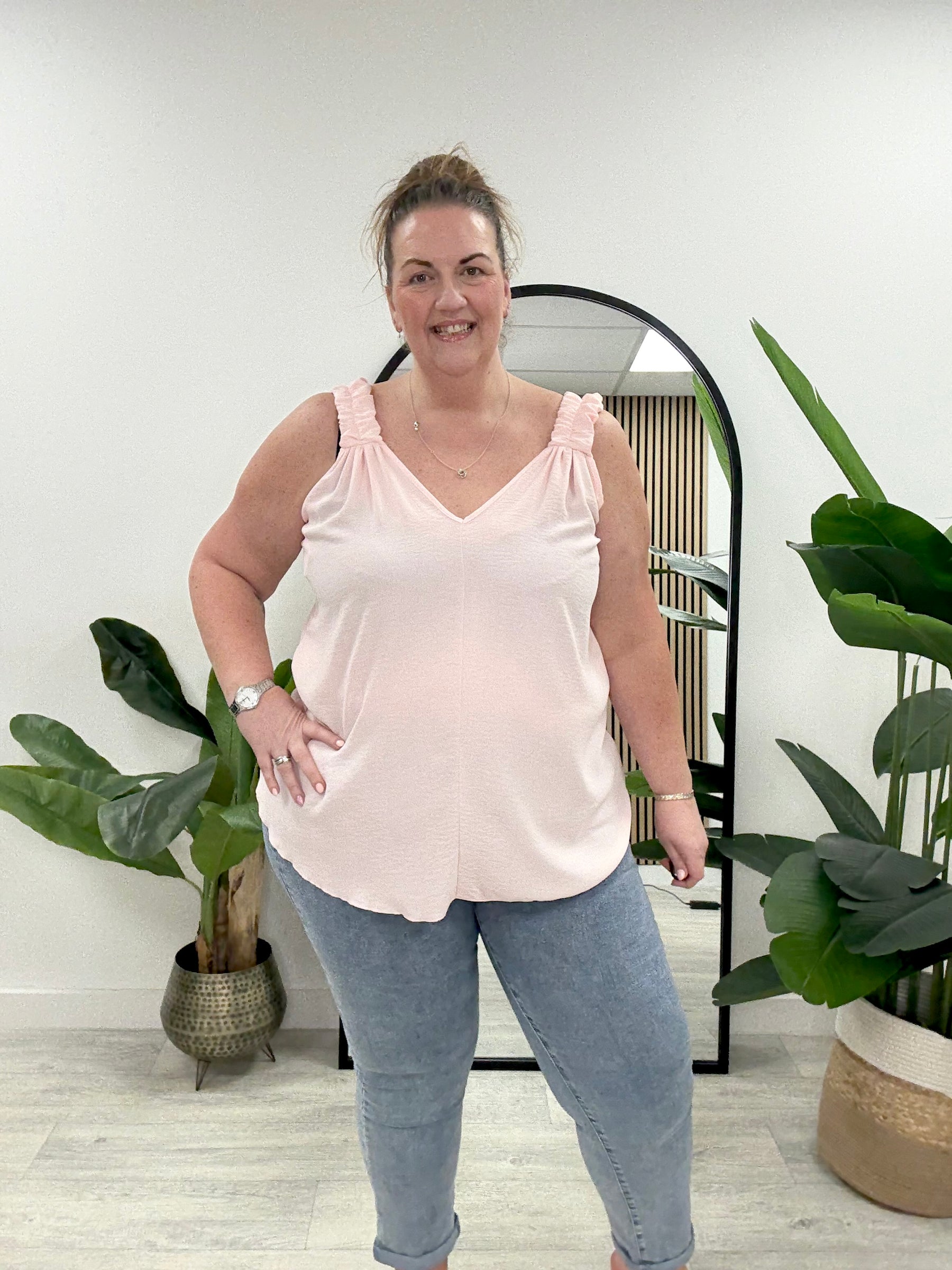 Ruched Vest - Baby Pink