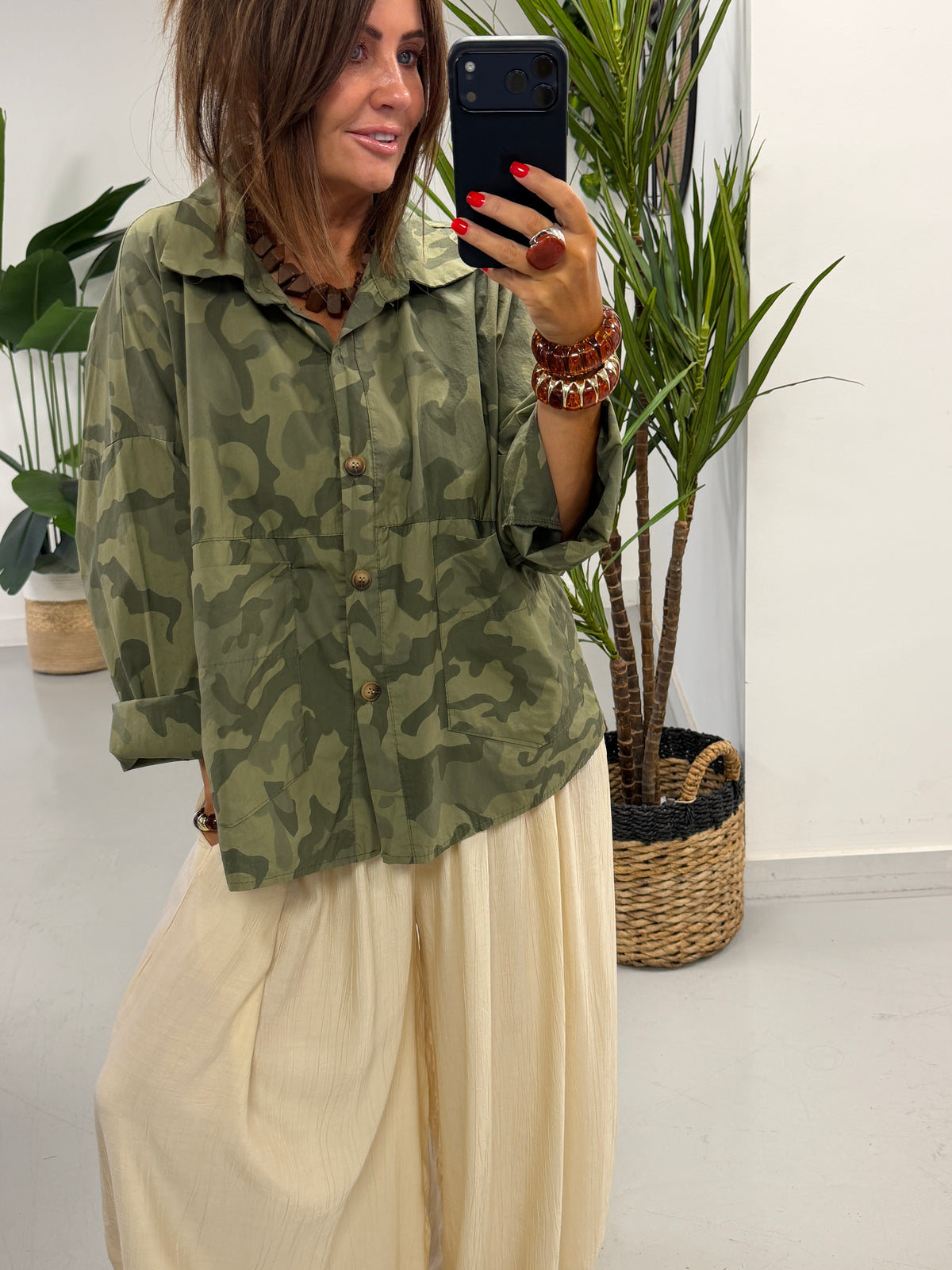 The Retro Camo Shacket - Mid Khaki