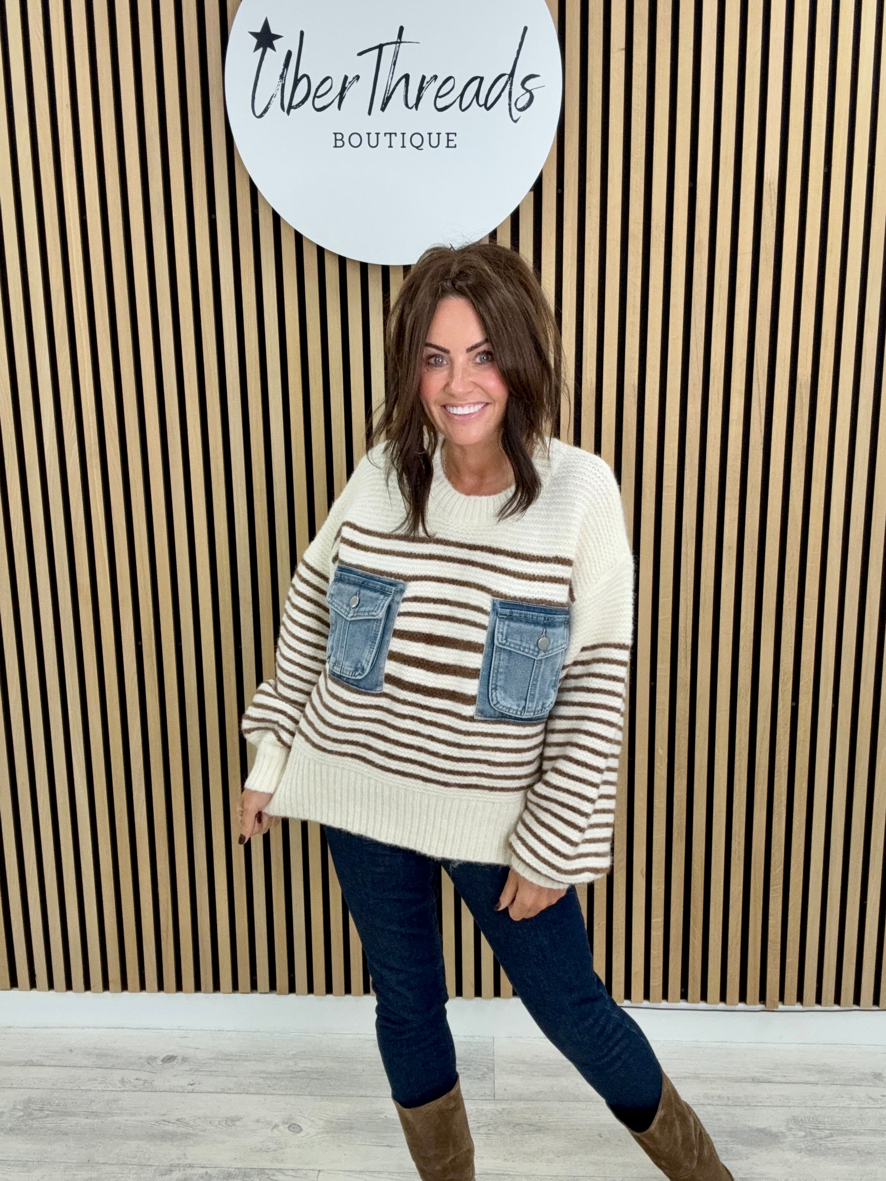 The Double Denim Pocket Stripy Knit