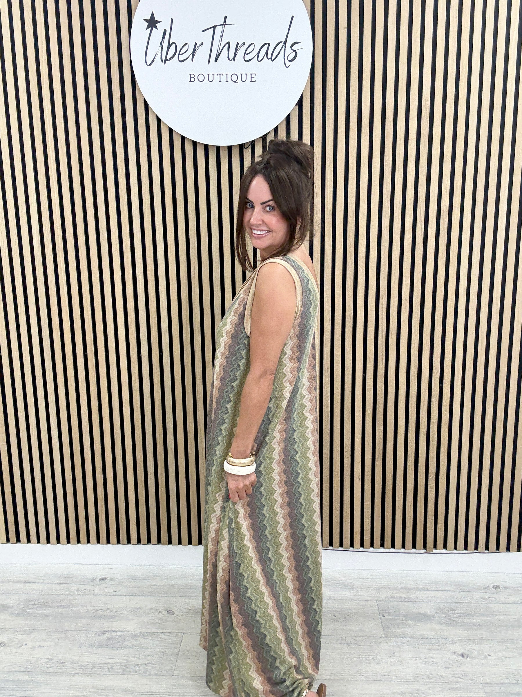 The Luxe Sleeveless Ziggy Maxi - Green/Gold