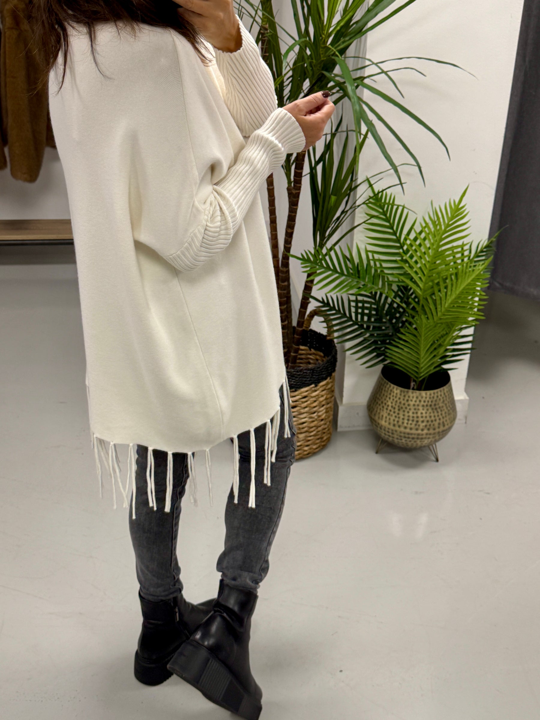 The Roll Neck Fringed Knit - Buttercream