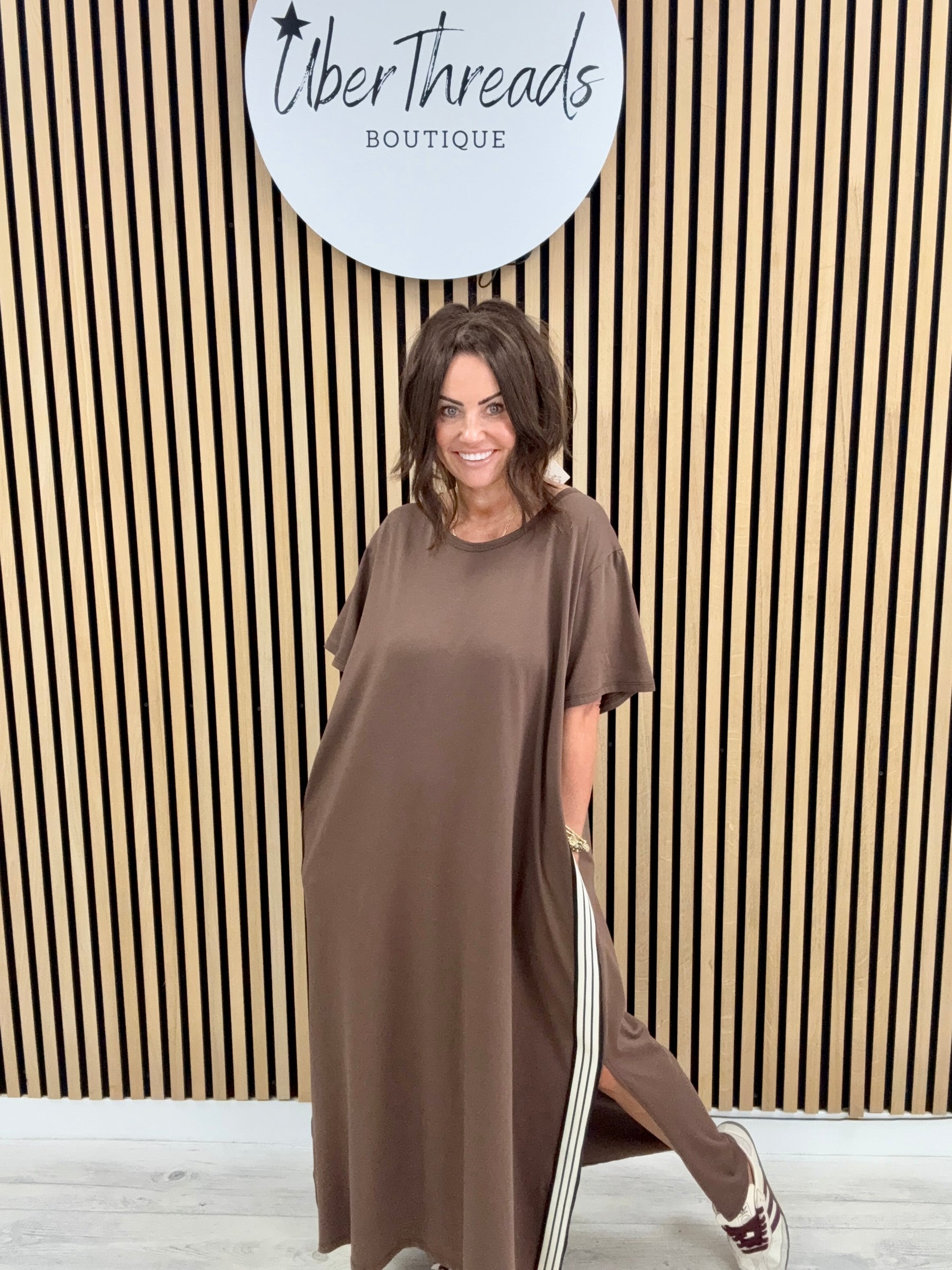 The Autumn Stripe Dress - Chocolate