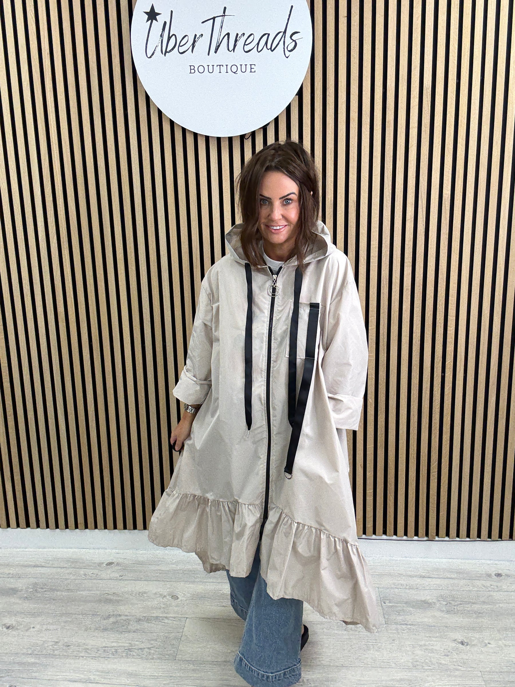 The High Low Frill Rainmac - Cream