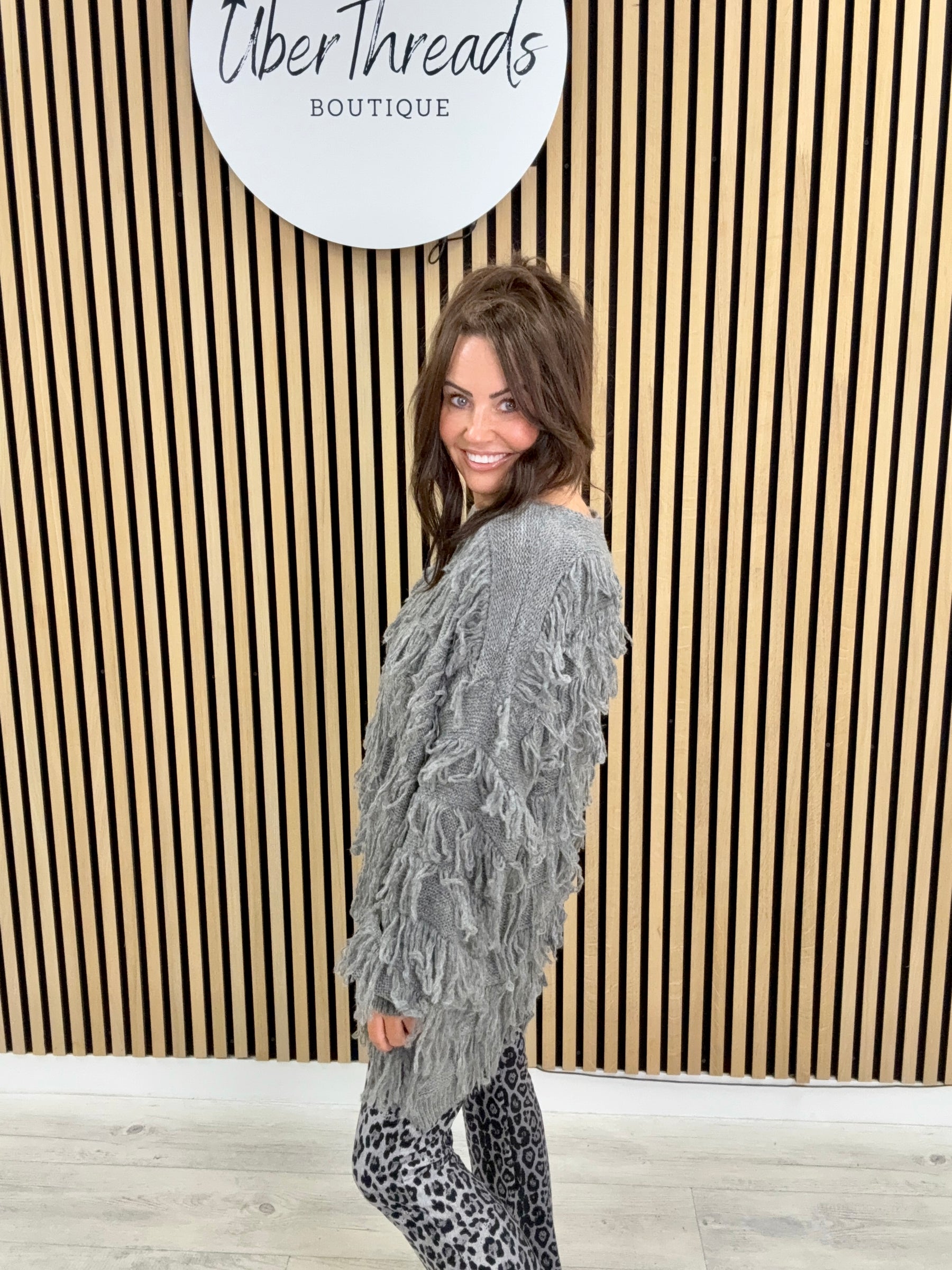 The Shaggy Long Line Jumper - Grey