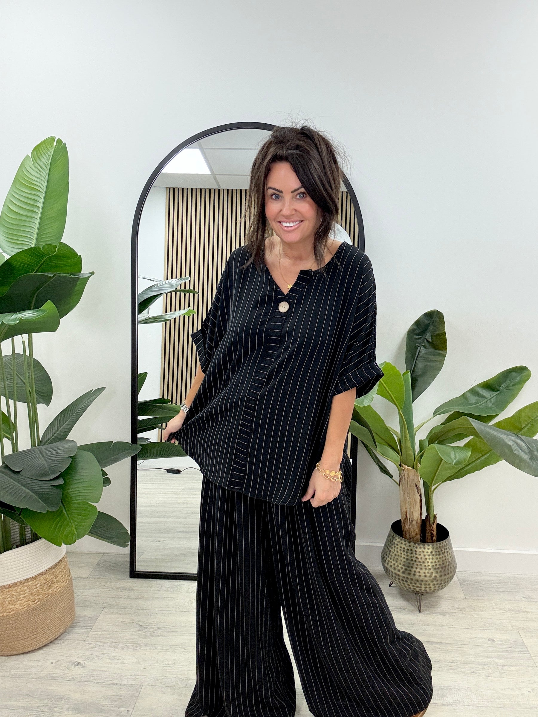 The Pinstripe Two Piece - Black