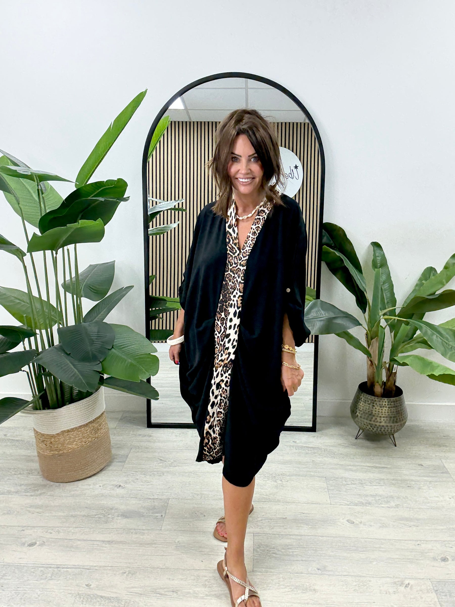 The Capri Animal Ruched Dress - Black