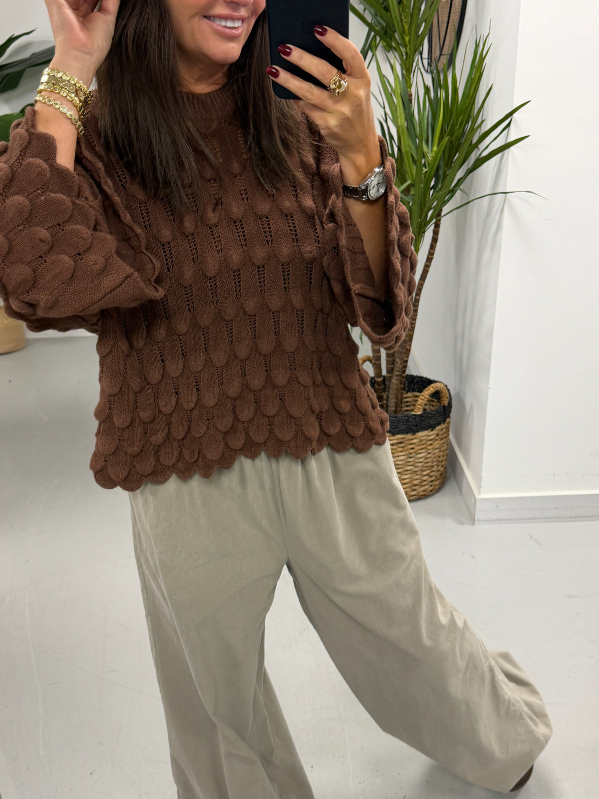 Soft Touch Tear Drop Knit - Chocolate (Size 8 - 16)