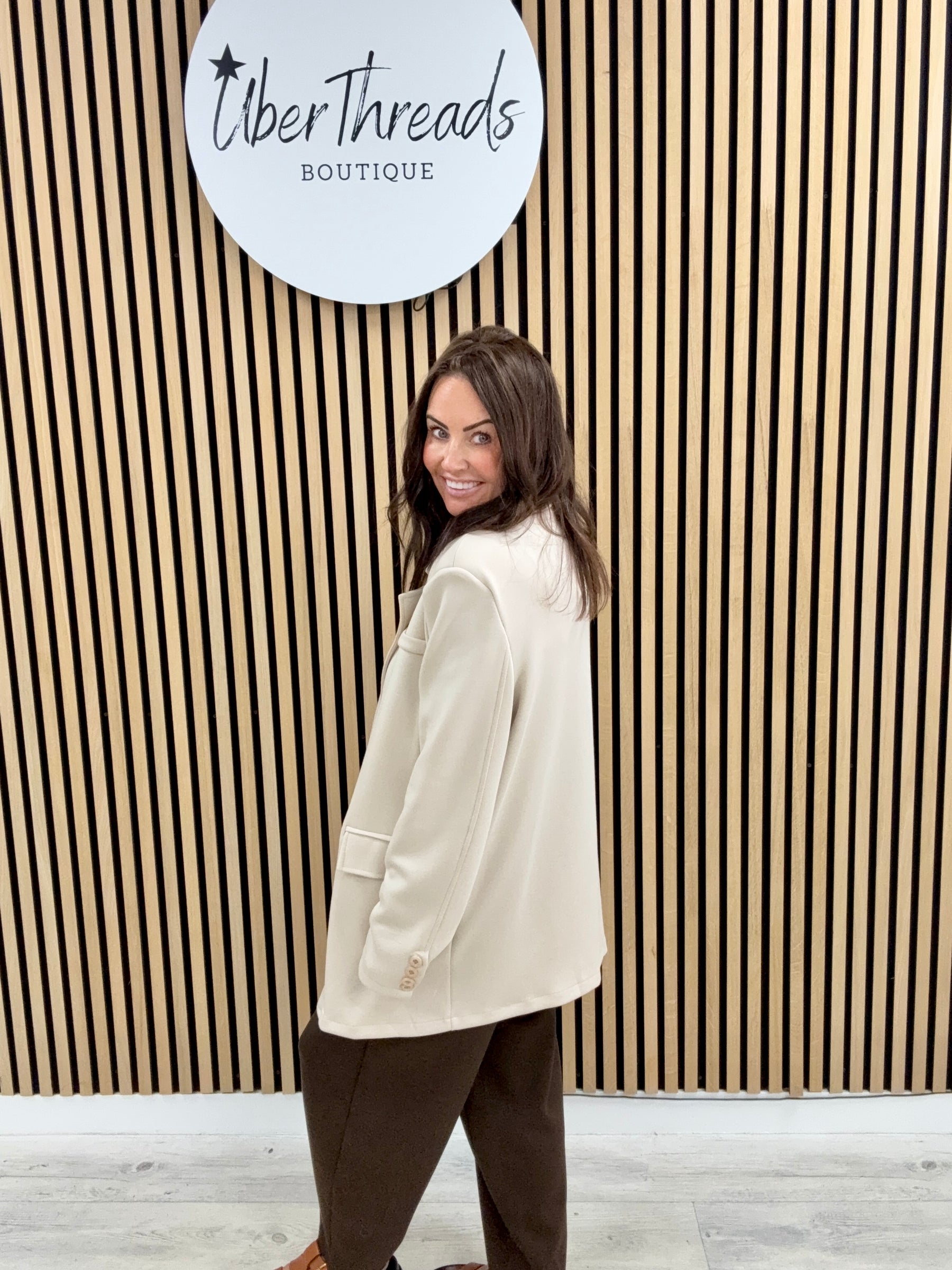 Molly Scuba Blazer - Cream