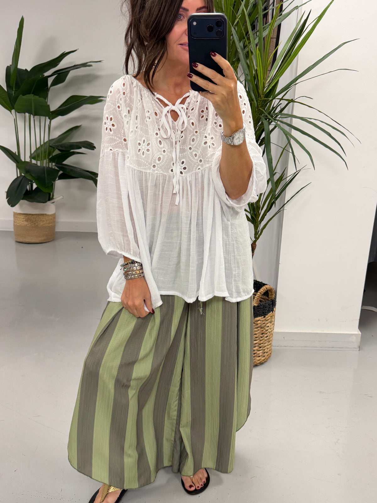 The Relaxed Boho Smock Top - White