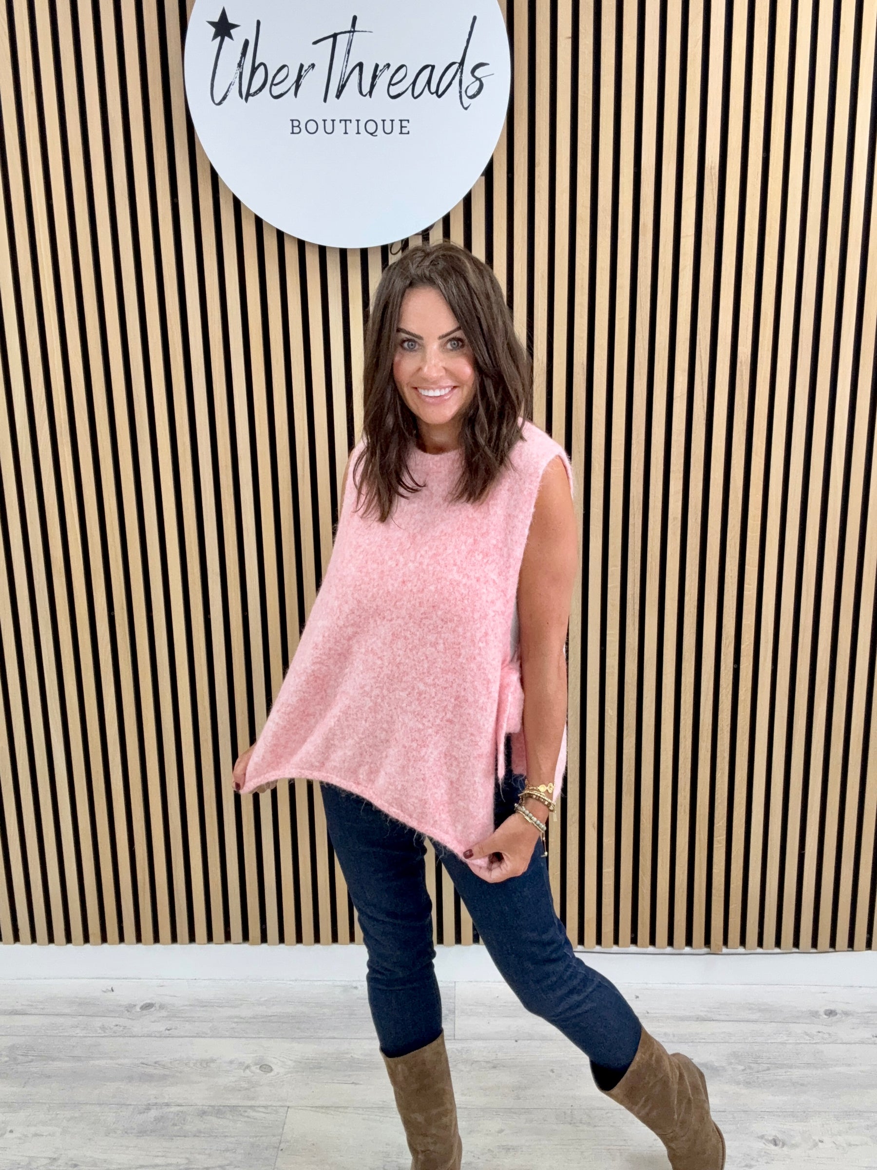 Side Tie Tank - Baby Pink