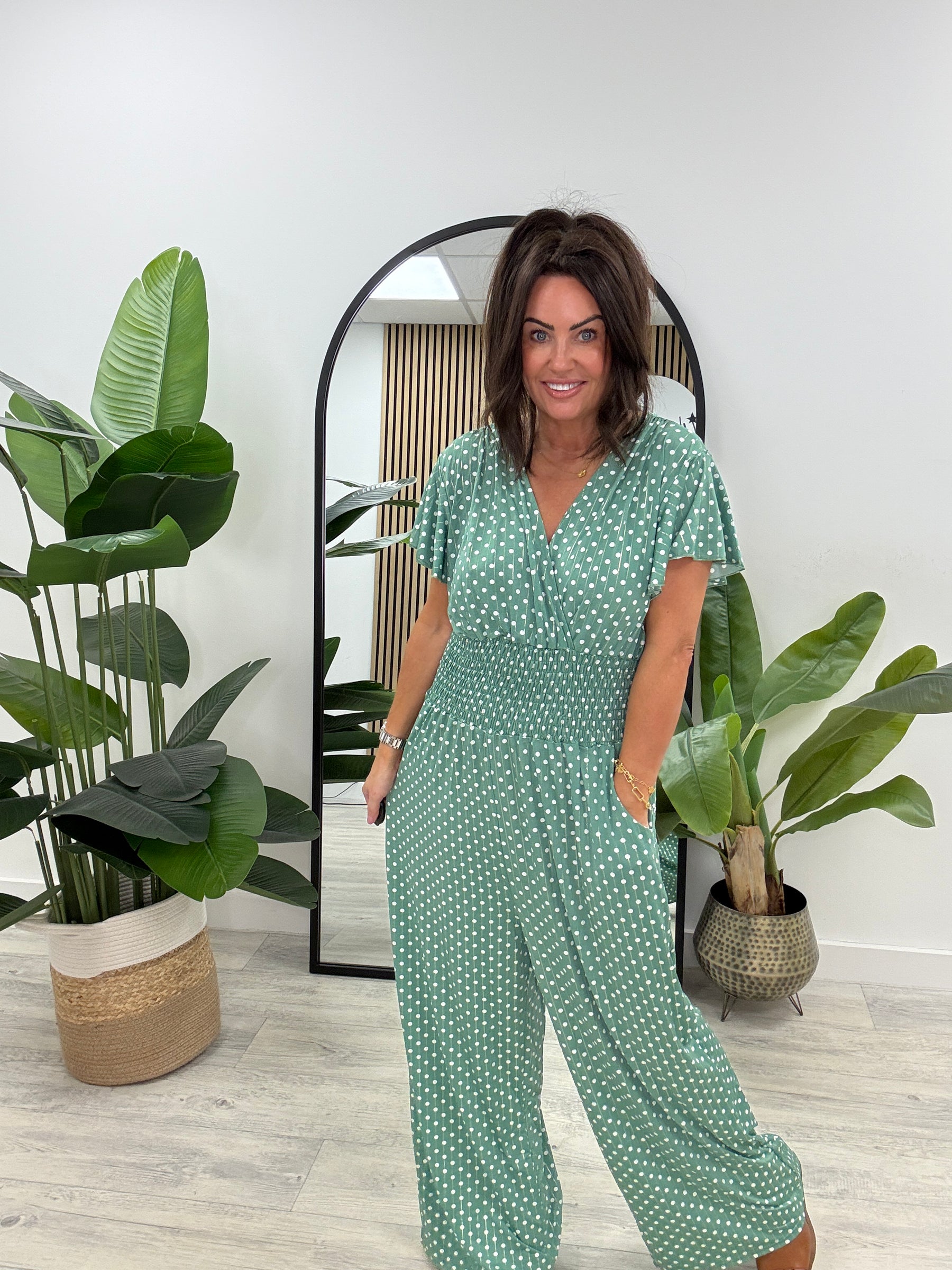 The Mediterranean Dotty Jumpsuit - Green