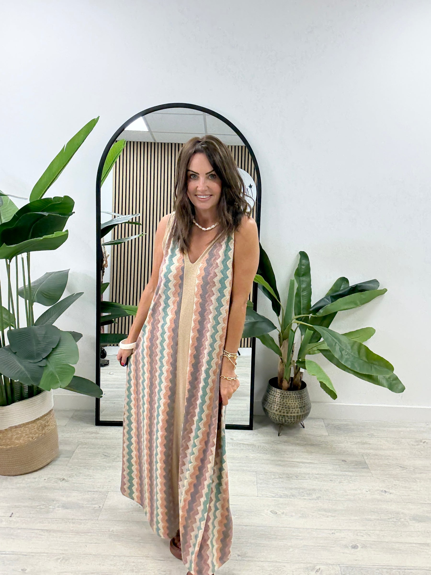 The Luxe Sleeveless Ziggy Maxi - Teal/Gold
