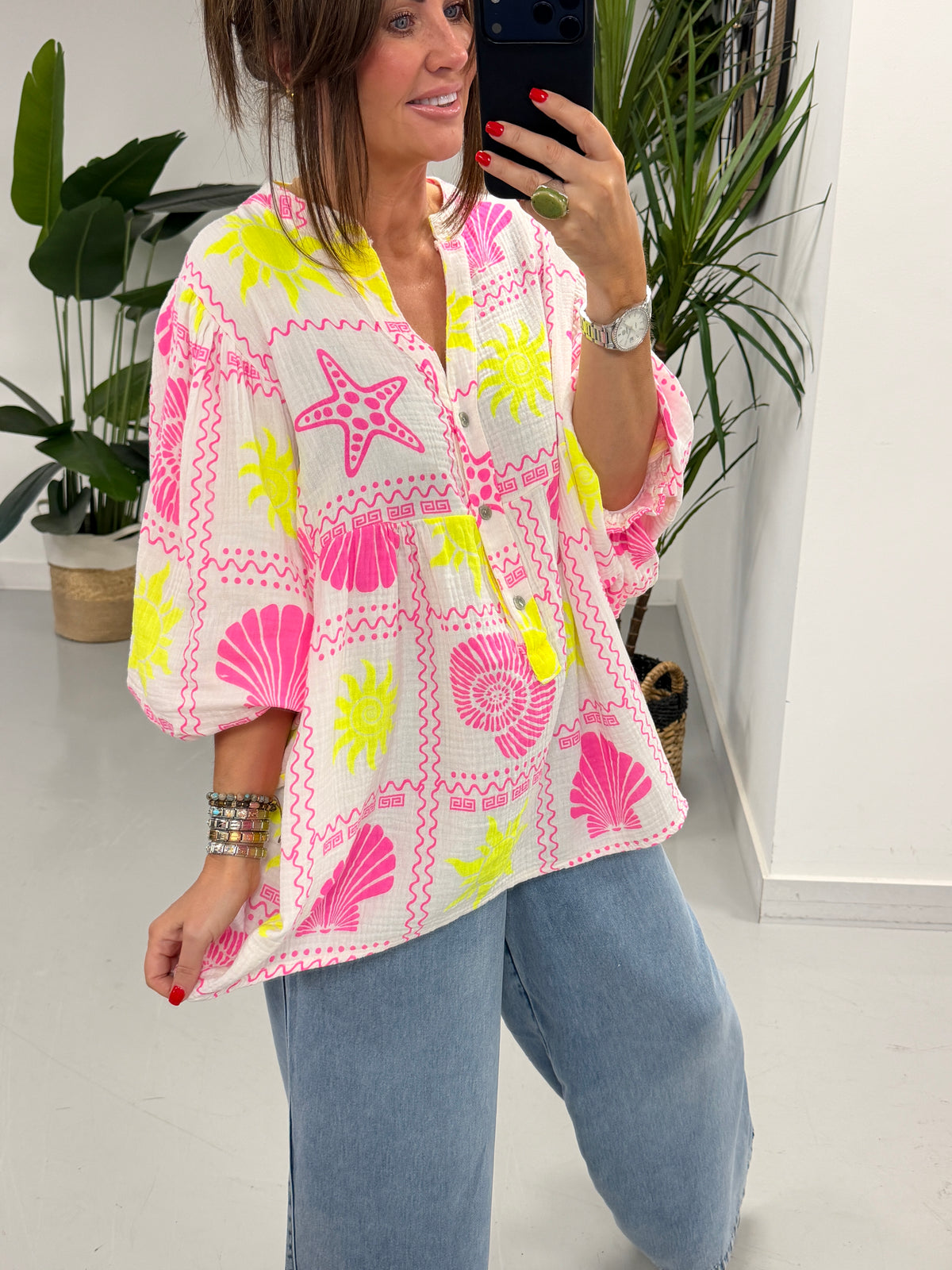 The Seaside Valencia Tunic - Pink/Yellow