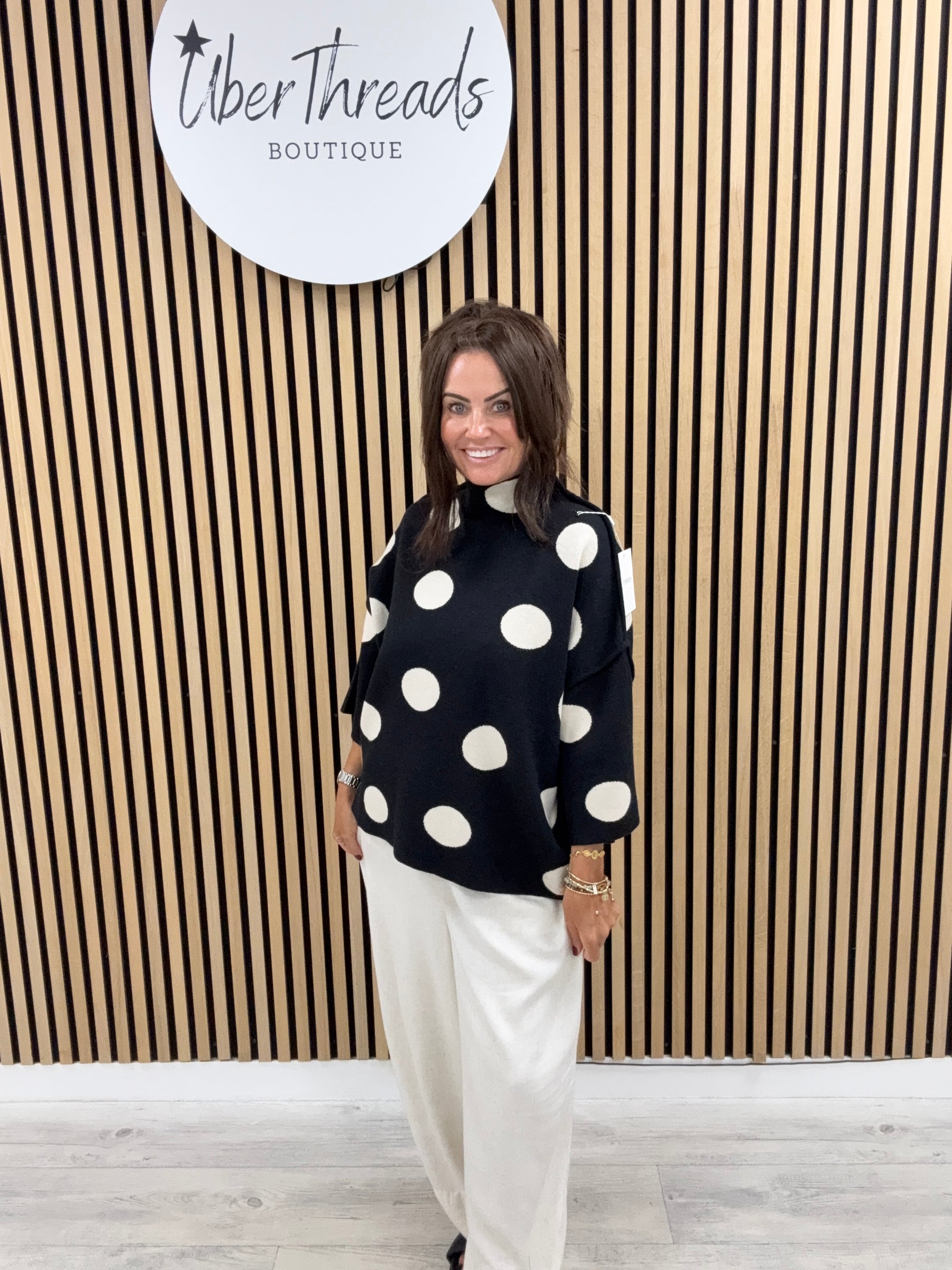 Boxy Dotty Knit- Black