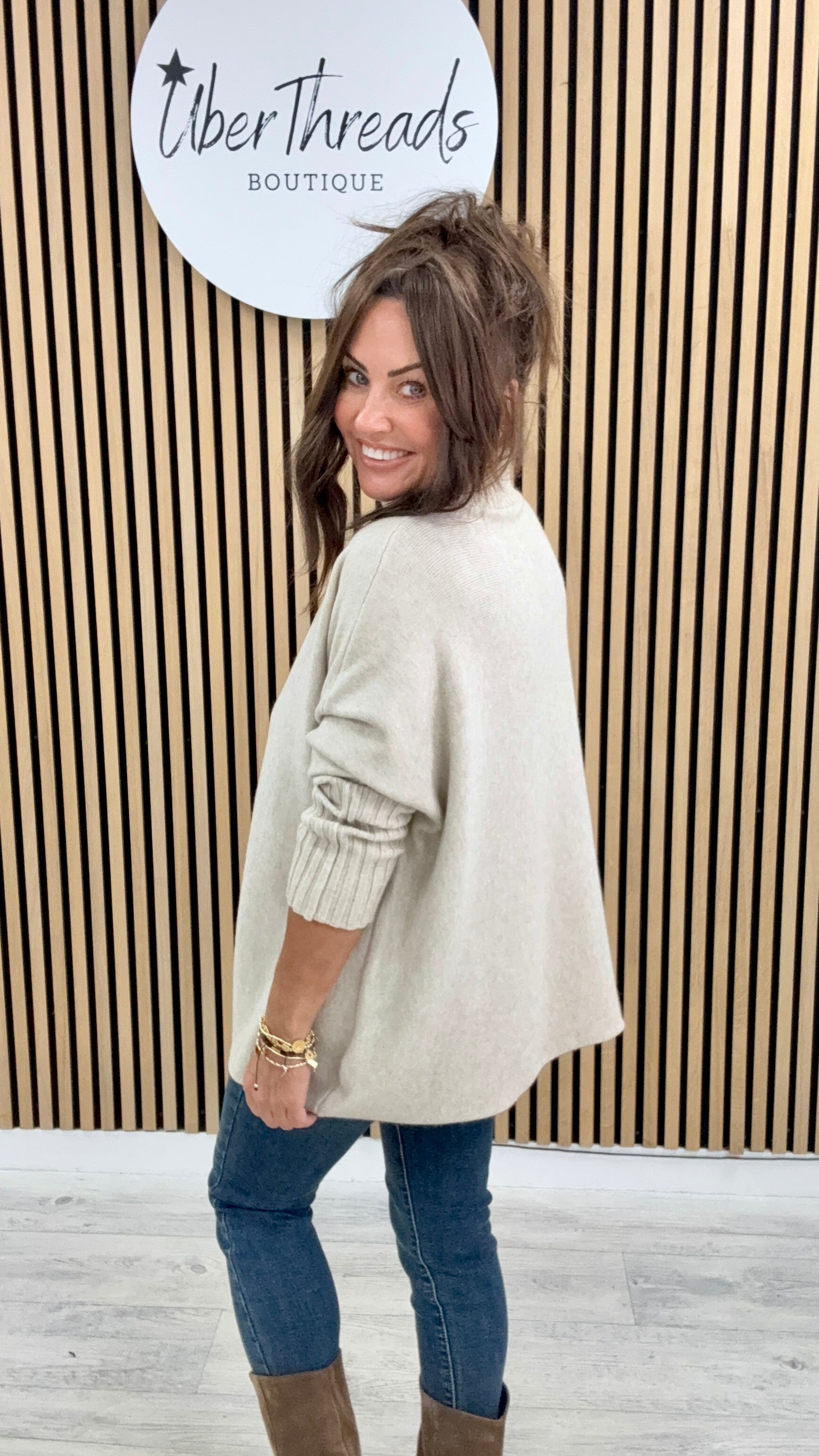Ribbed Sleeve Knit - Cream