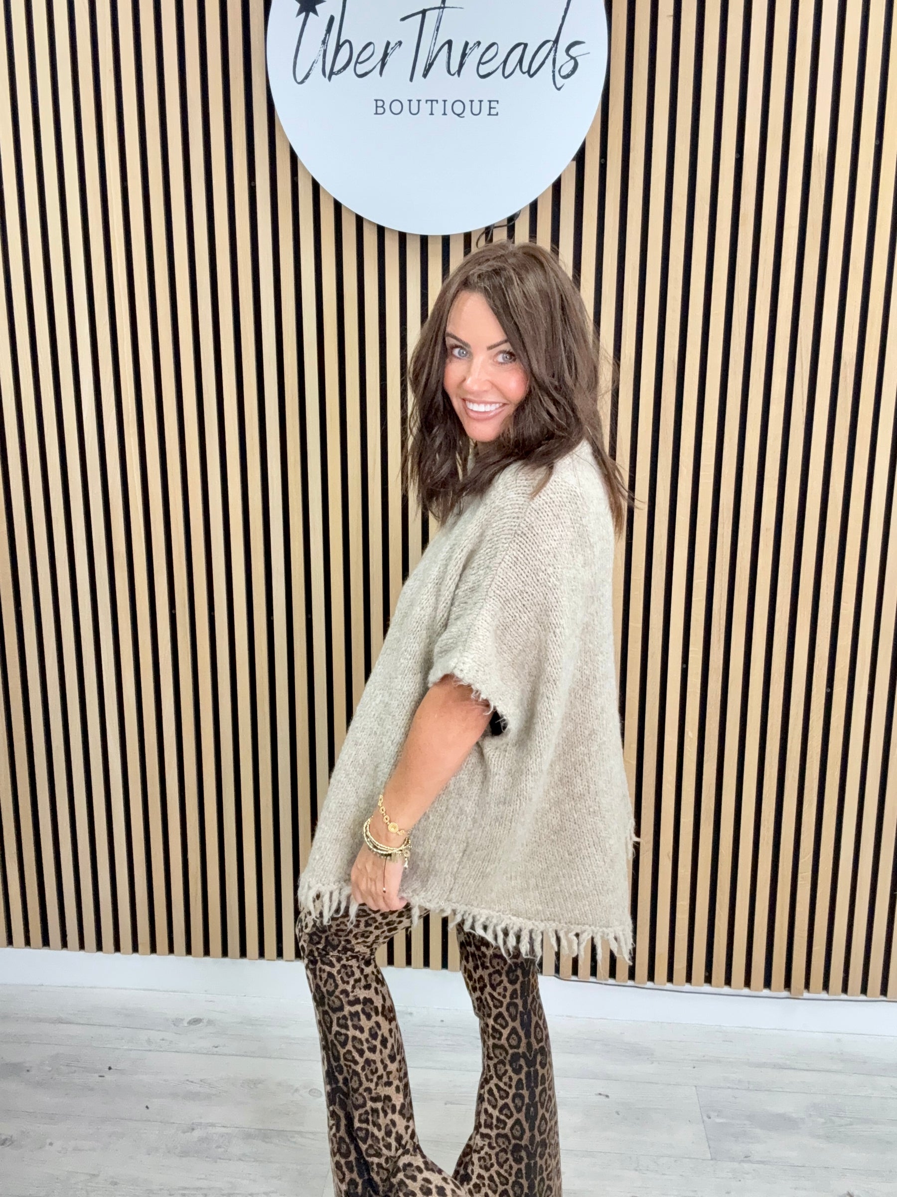 The Sleeveless Fringed Knit - Oatmeal
