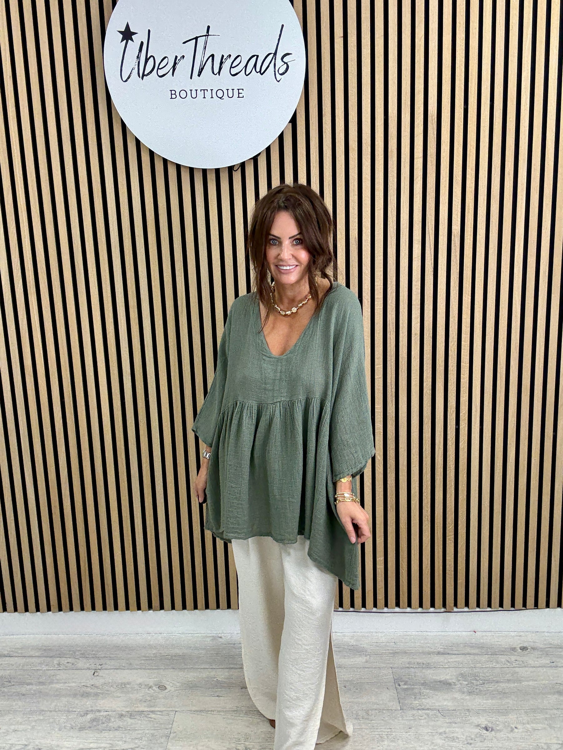 The Linen Mix Hobo Tunic - Khaki
