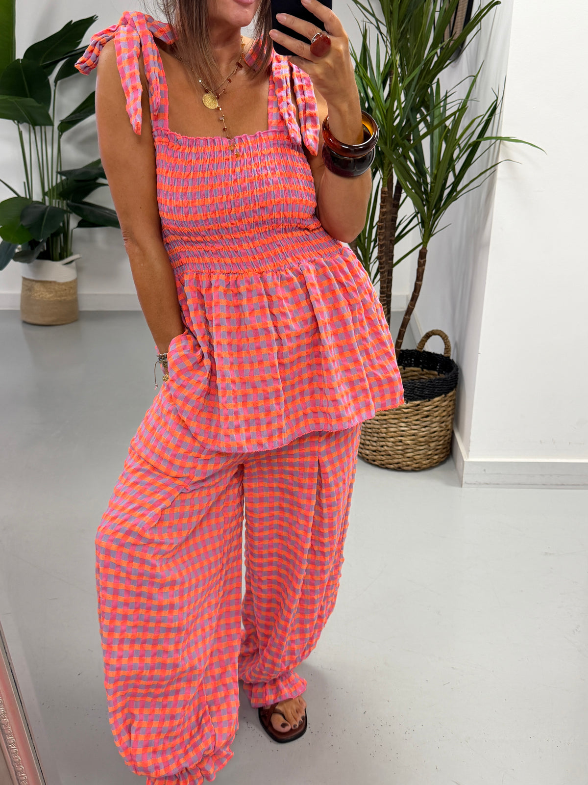 The Deluxe Gingham Bloomers - Purple/Orange