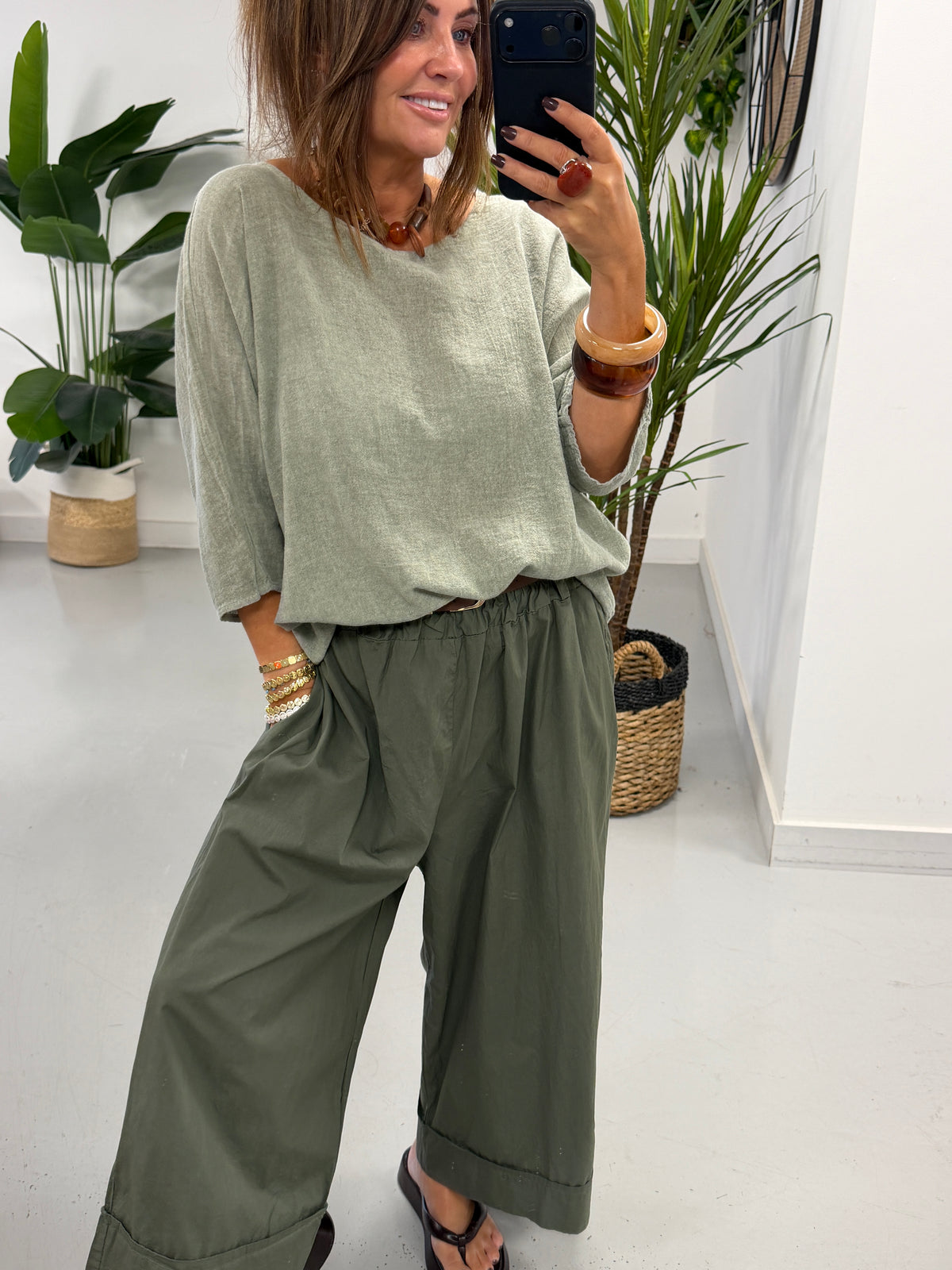 Belted Culottes - Khaki