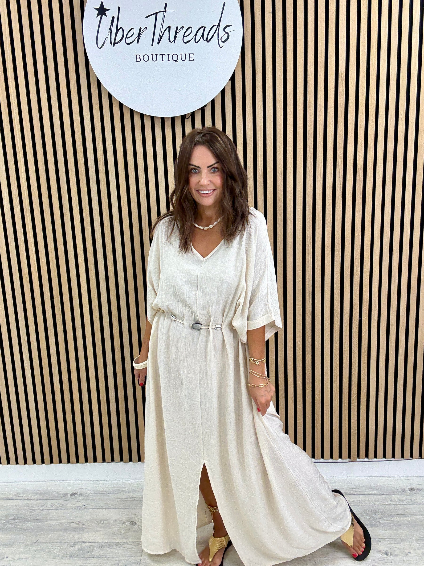 The Bondi Sands Split Dress - Cream