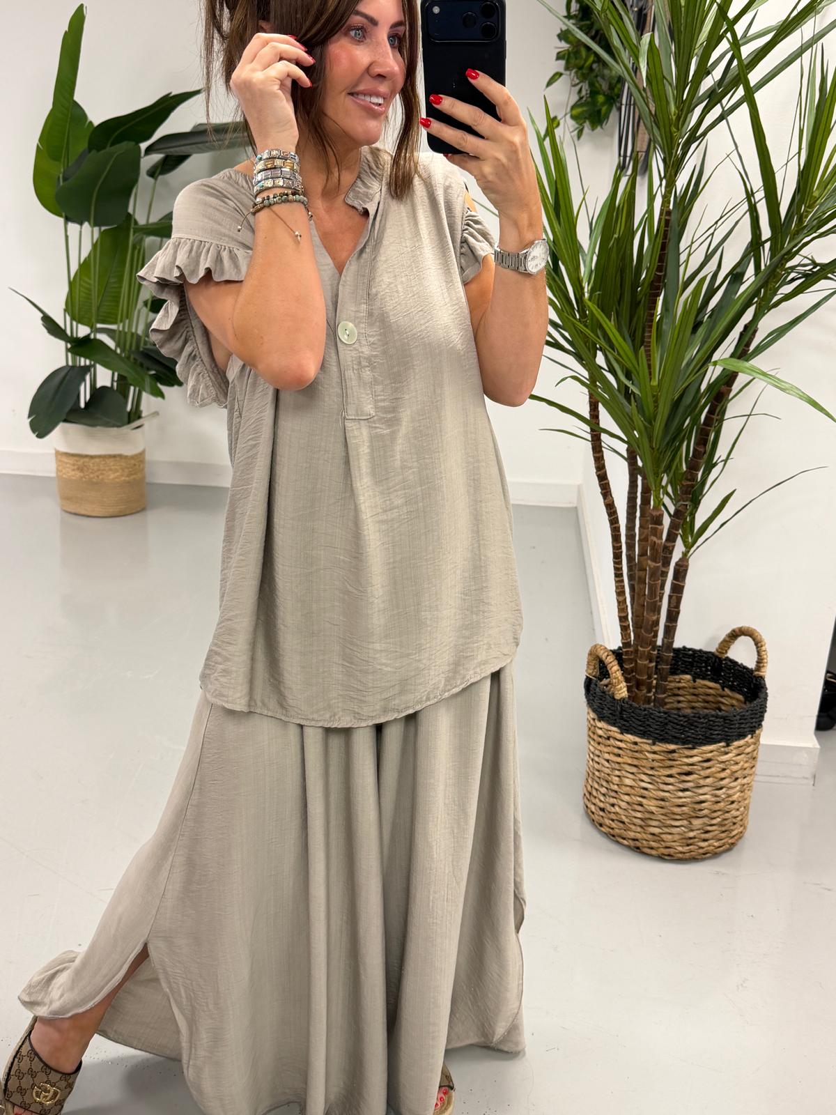 The Bali One Button Tunic - Pebble